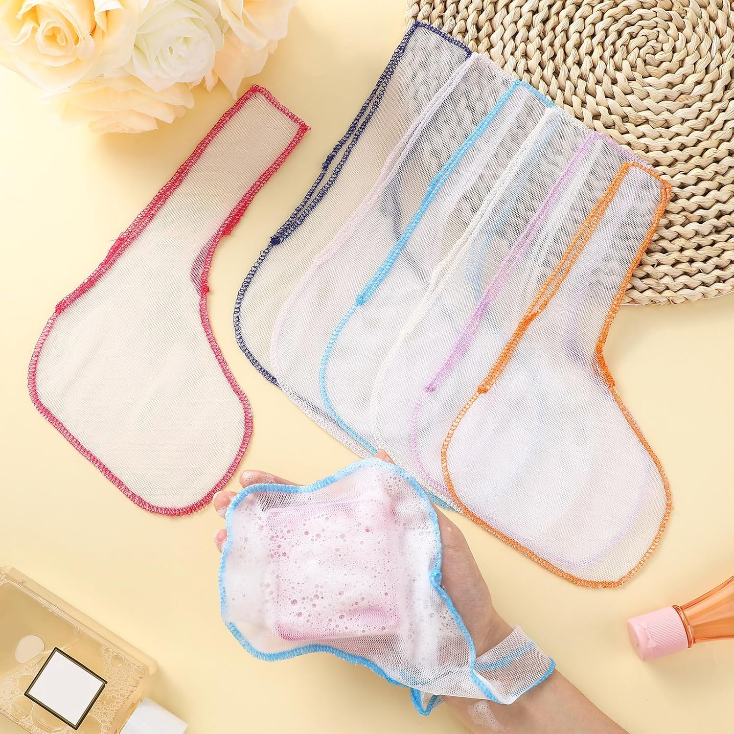 Cosblank 8 Pcs Soap Bar Saver Bag to Preserve Soap Mesh Pouch for Shower Body Wash Conditioner Shampoo Bar Holder, 8 Colors image number 2