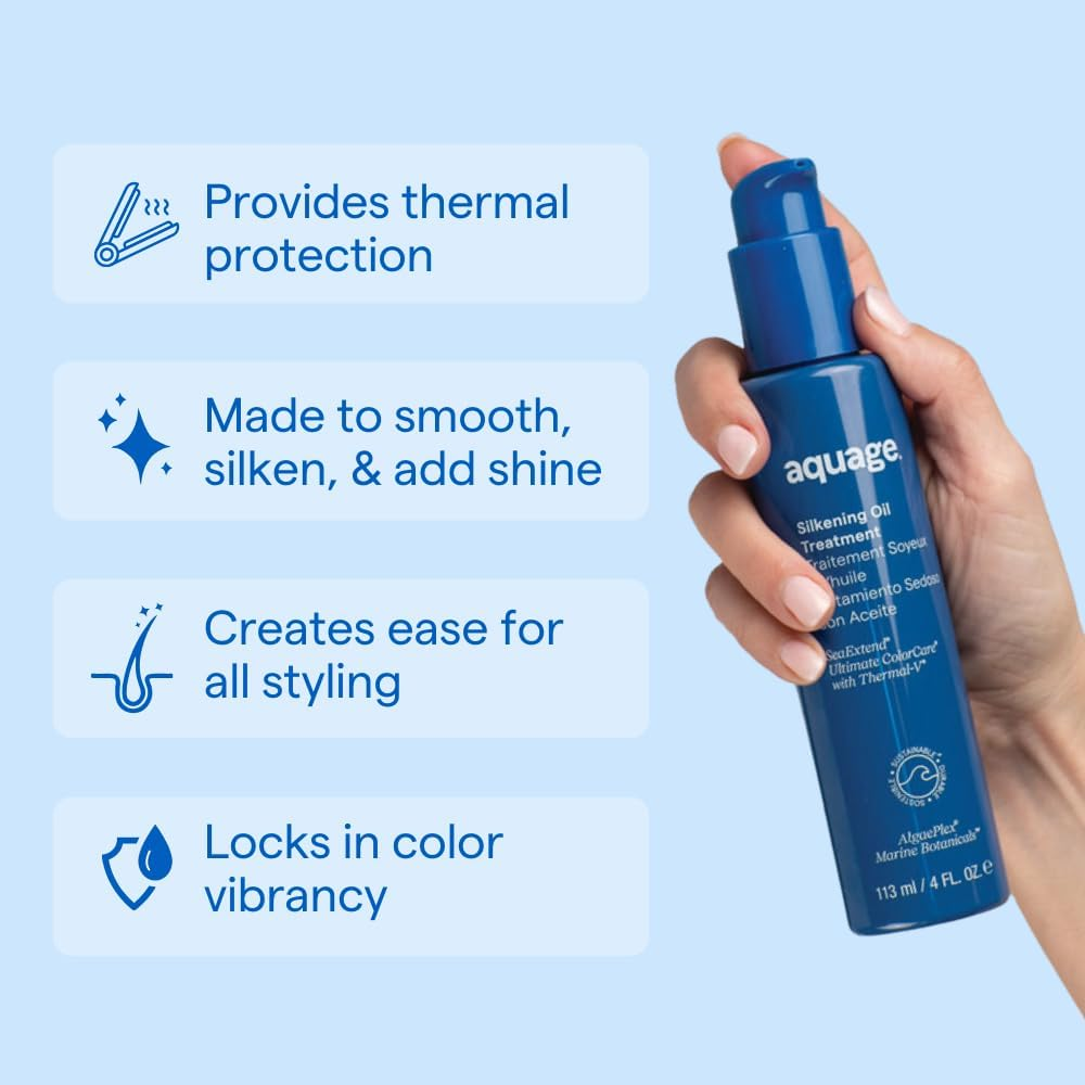 AQUAGE Seaextend Silkening Oil Treatment, Ultra-Light Formula Smooths, Silkens and Adds Brilliant Shine, 4 Oz image number 2