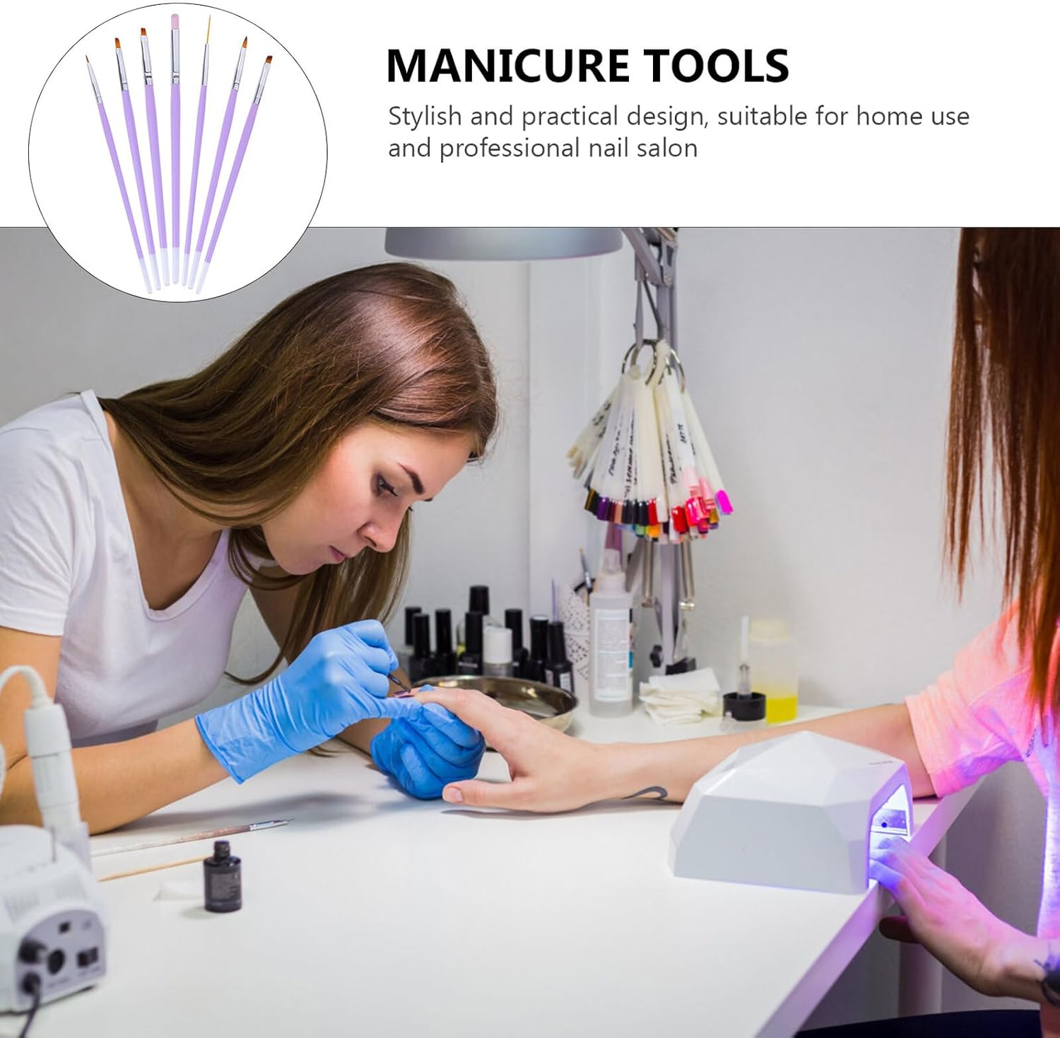 SEWACC 7 Pcs Nail Art Design Brush Pen Set, Professional Manicure Tools Liner and Dotting Brushes for Crystal Gel Sculpting and Detailed Nail Painting image number 6