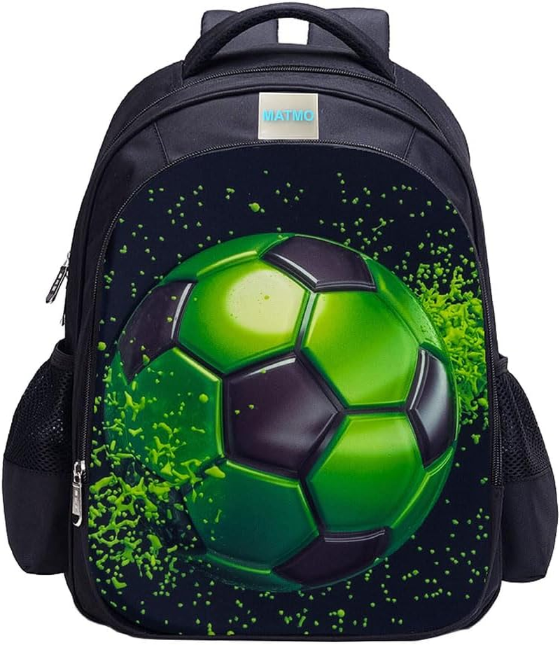MATMO Soccer Backpack for Boys, Soccer Print Backpack Cool Football Pattern School Bag