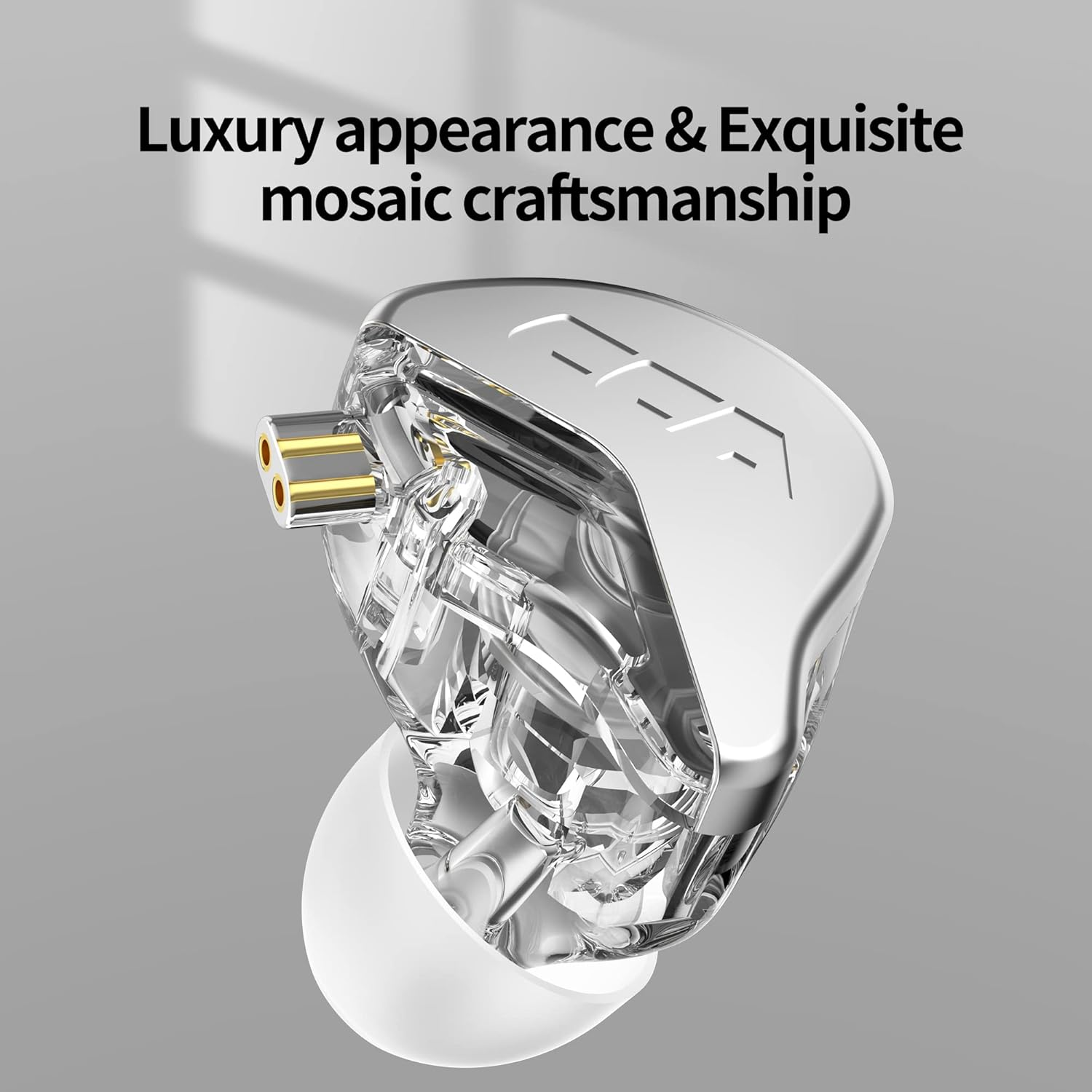 CCA CRA in Ear Earphone, Ultra-Thin Diaphragm Dynamic Driver IEM, Clear Sound & Deep Bass, Wired Earbuds with Tangle-Free Removable Cord, Crystal image number 3