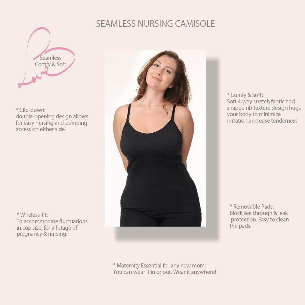 Under Control Nursing Cami Tank Tops for Breastfeeding Women Nursing Tops Maternity Shirts, Camisoles with Built in Bra 3Pack image number 4