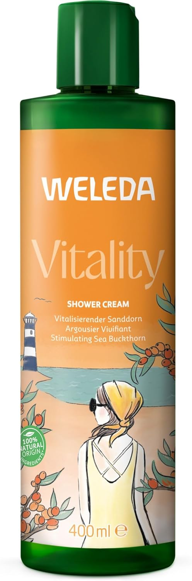 WELEDA Vitality Shower Cream - Sea Buckthorn 400Ml | Natural Body Wash | Zestful Fragrance | Vegan