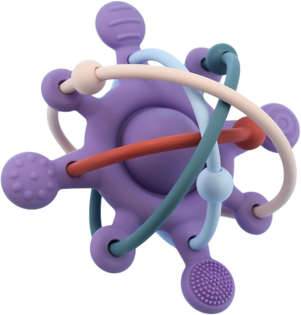 Koala Dream -CA3019B Silicone Sensory Space Rattle TEETHER Purple: Clutch Sensory Teether for Babies image number 2