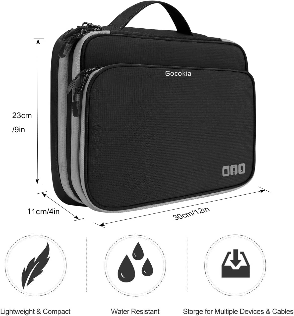 Travel Cable Organizer Bag, 3 Layer X-Large Capacity Electronics Accessories Cord Storage Case Bag for Cables, SD Card,Chargers, Power Bank, Cellphone,Tablet, Black, X-Large image number 1