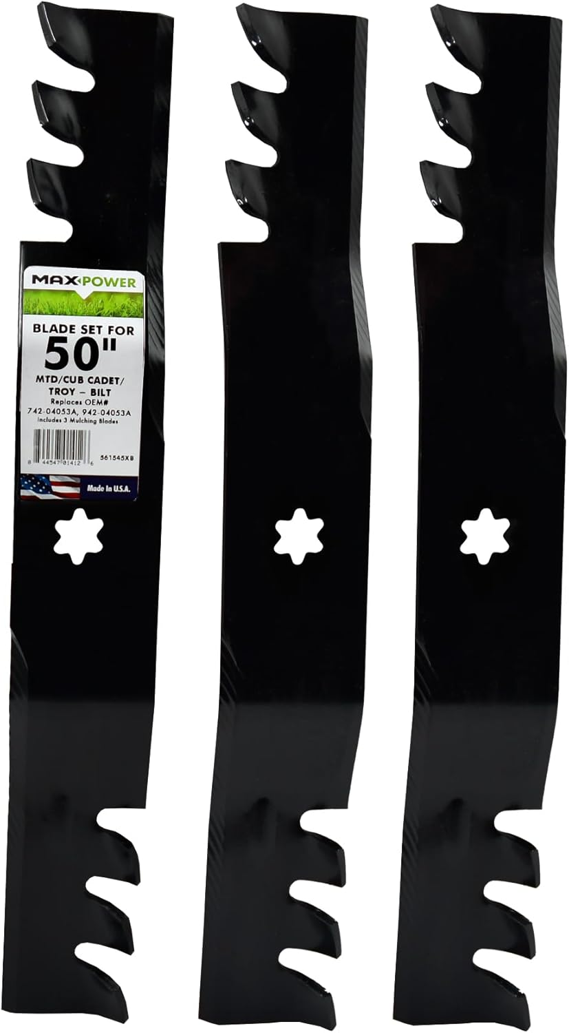 Maxpower 561545XB 3-Blade Commercial Mulching Set for Many 50" Cut MTD, Cub Cadet, Replaces OEM No. 742-04053, 942-04053,Black image number 6