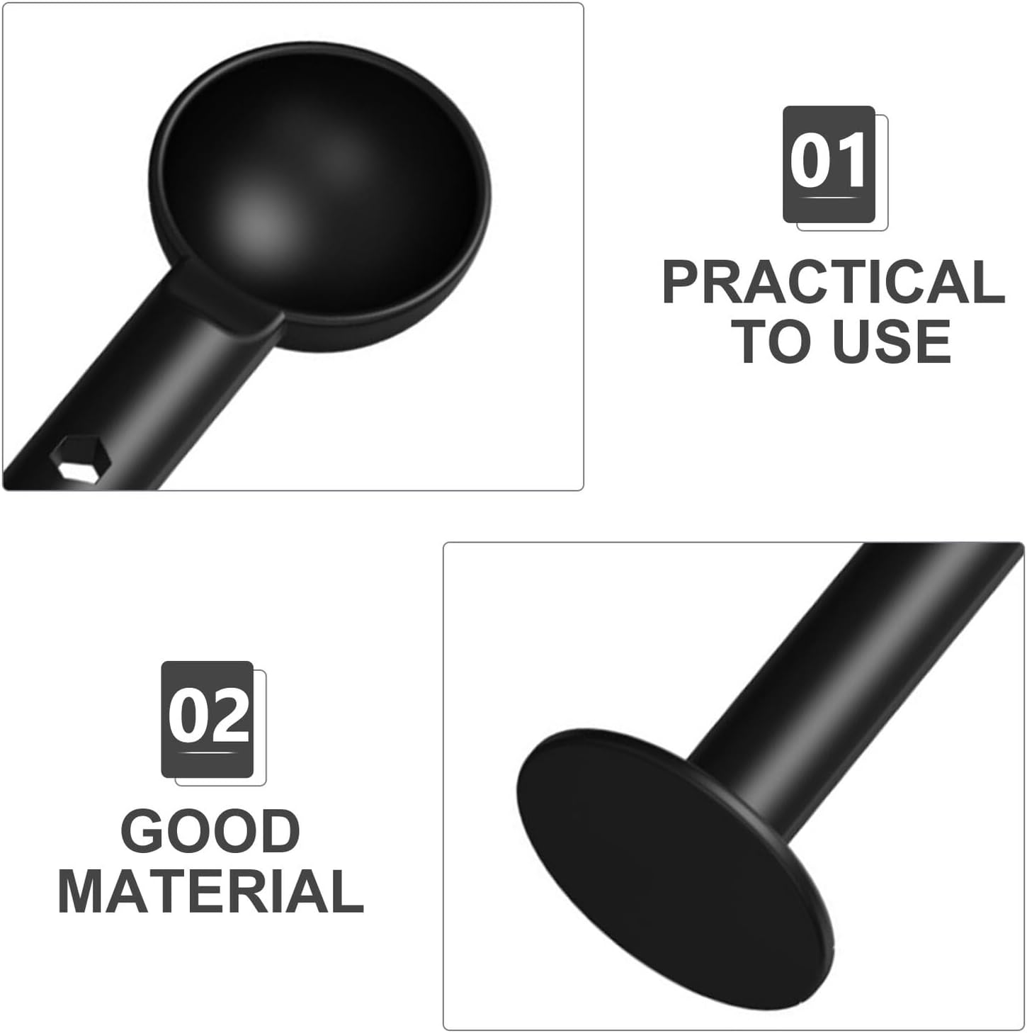 Amosfun 2-In-1 Espresso Scoop and Tamper Coffee Measuring Spoon Black Coffee Grounds Tamper Tool for Home Kitchen and Shops Espresso Making Accessories image number 3