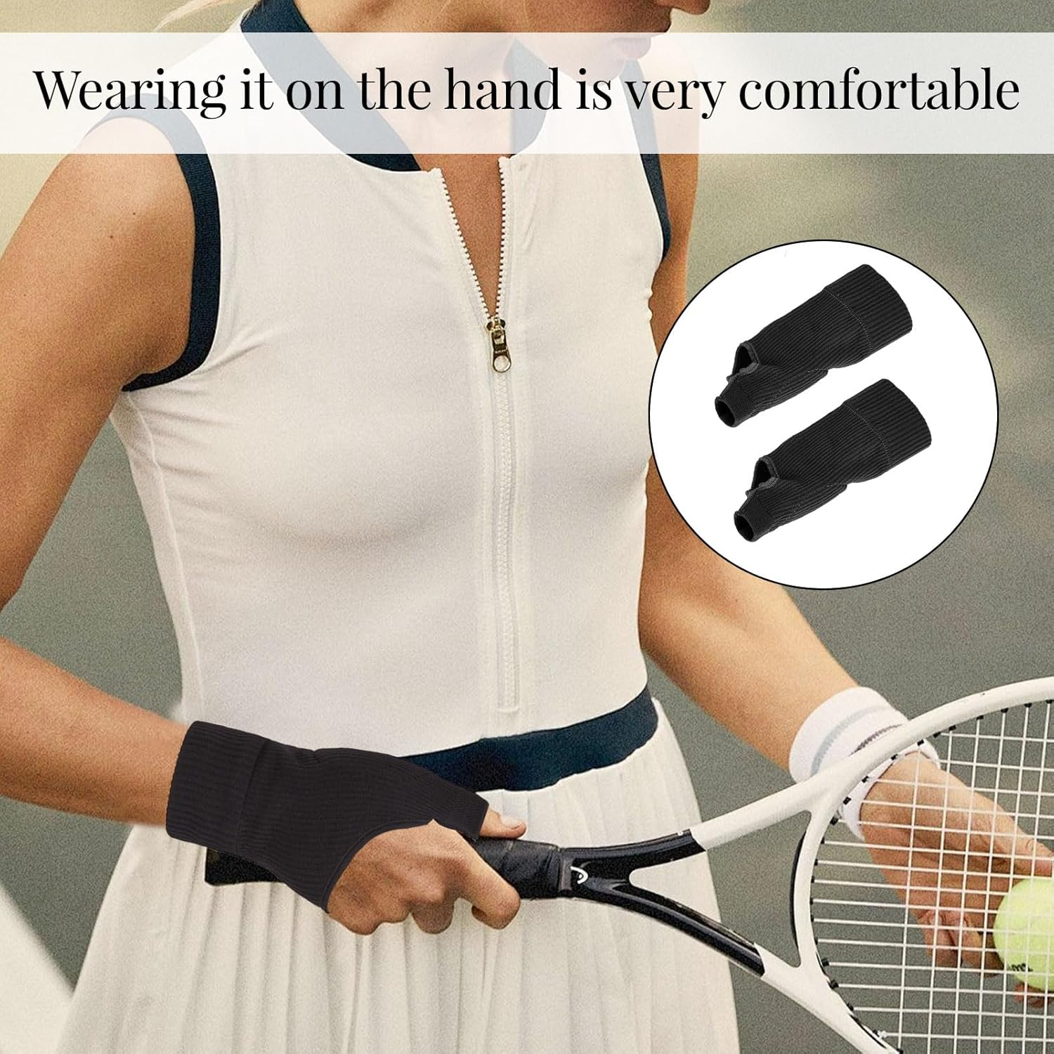 Wrist Thumb Brace, 1 Pair Wrist Support Gloves, Thumb and Wrist Brace, Compression Gloves with Gel Thumb Injury Pads, Breathable Wrist Brace for Arthritis, Carpal Tunnel, Tenosynovitis (Black) image number 1