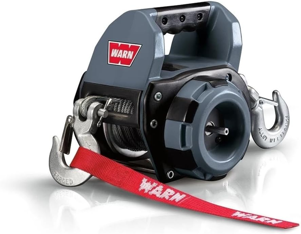 WARN 101575 Handheld Portable Drill Winch with 40 Foot Synthetic Rope: 750 Lb Pulling Capacity, Gray image number 1