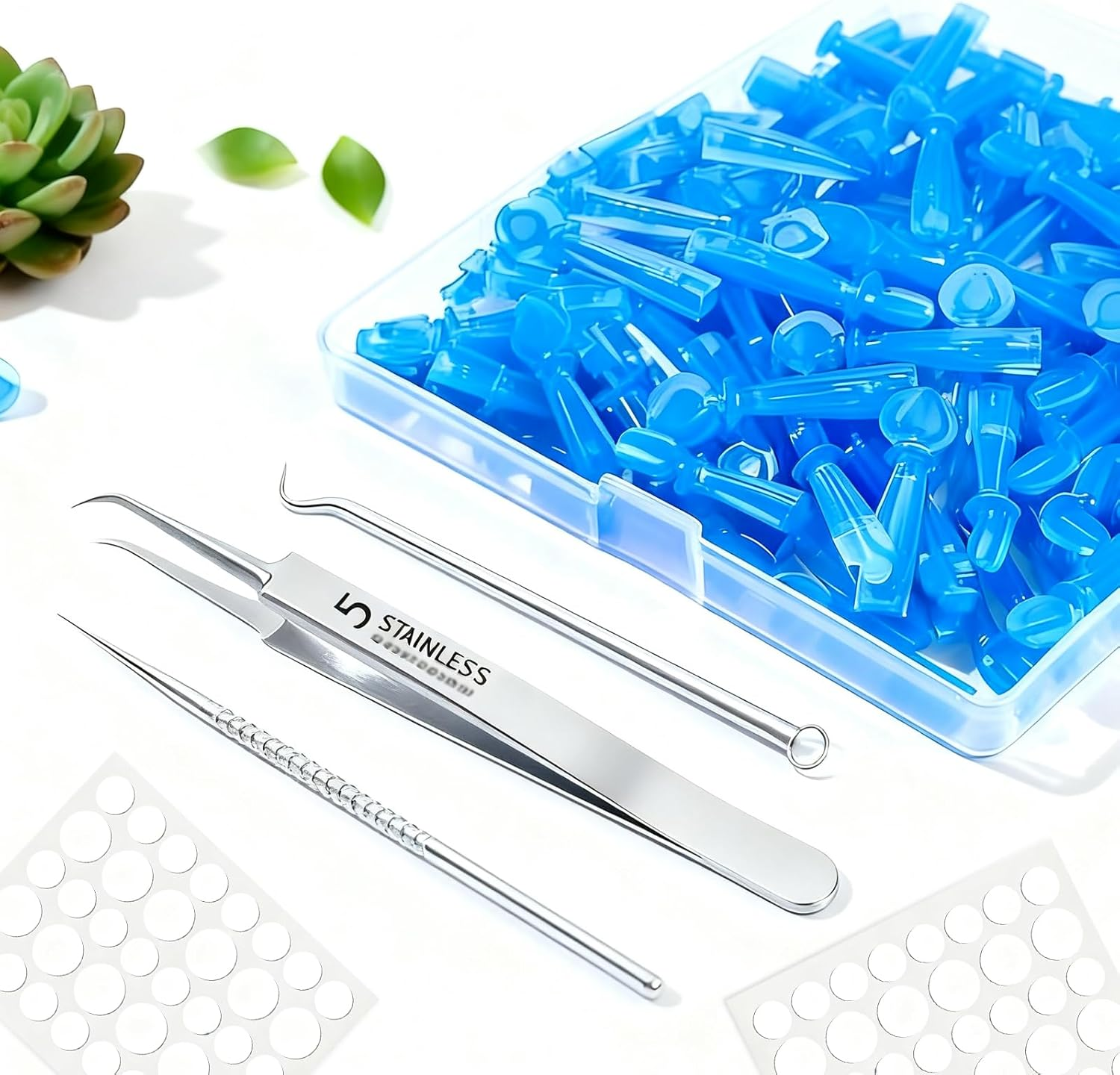 213-Piece Skincare Set: 100 Disposable Needles + 108 Acne Stickers + 5-In-1 Tool for Universal Skincare Tools, Compatible with Blackhead Remover and Skin Tag Remover Needs