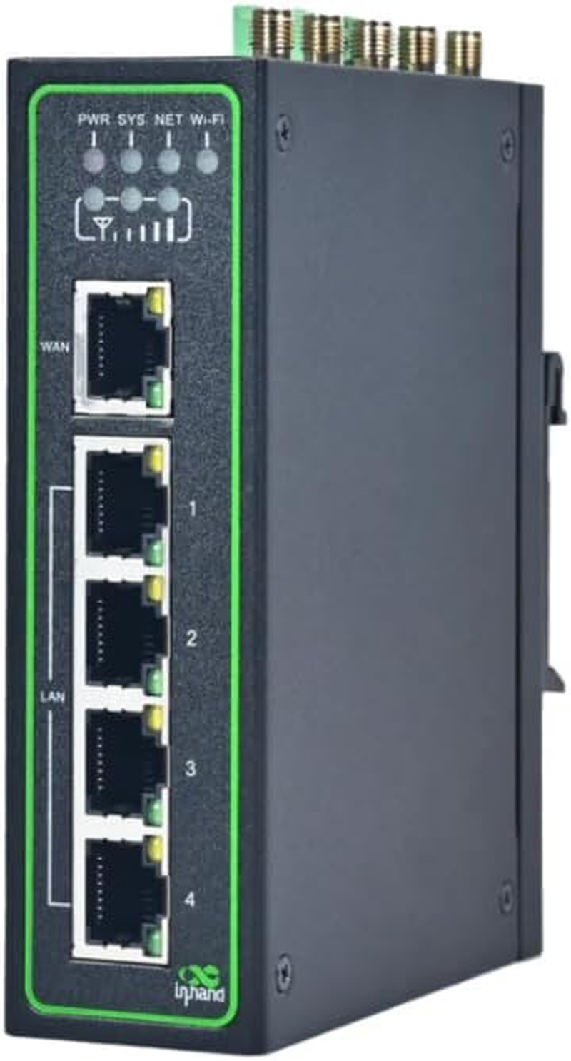 Inhand Networks IR315 Compact Industrial 4G LTE Router, Iot Router, Five Ethernet Ports, Dual SIM, Cloud Management, IO Ports, RS232+RS485, Router for Caravans RV Boat (4*IO Ports)