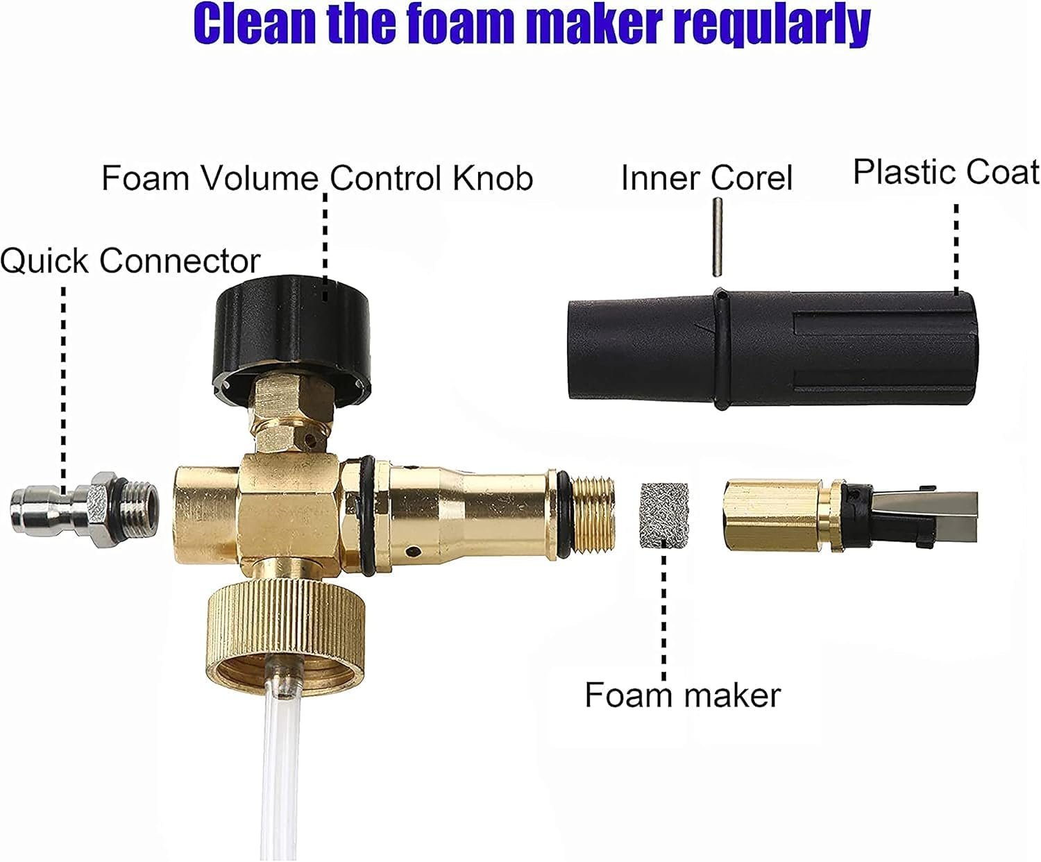 Foam Cannon Short Pressure Washer Gun 1/4 Inch Quick Connector, 1 Liter Car Wash Foam Gun with 5 Pressure Washer Nozzle Tips 3/8'' Swivel Quick Connector, Applicable to M22-14 Threaded Interface image number 3