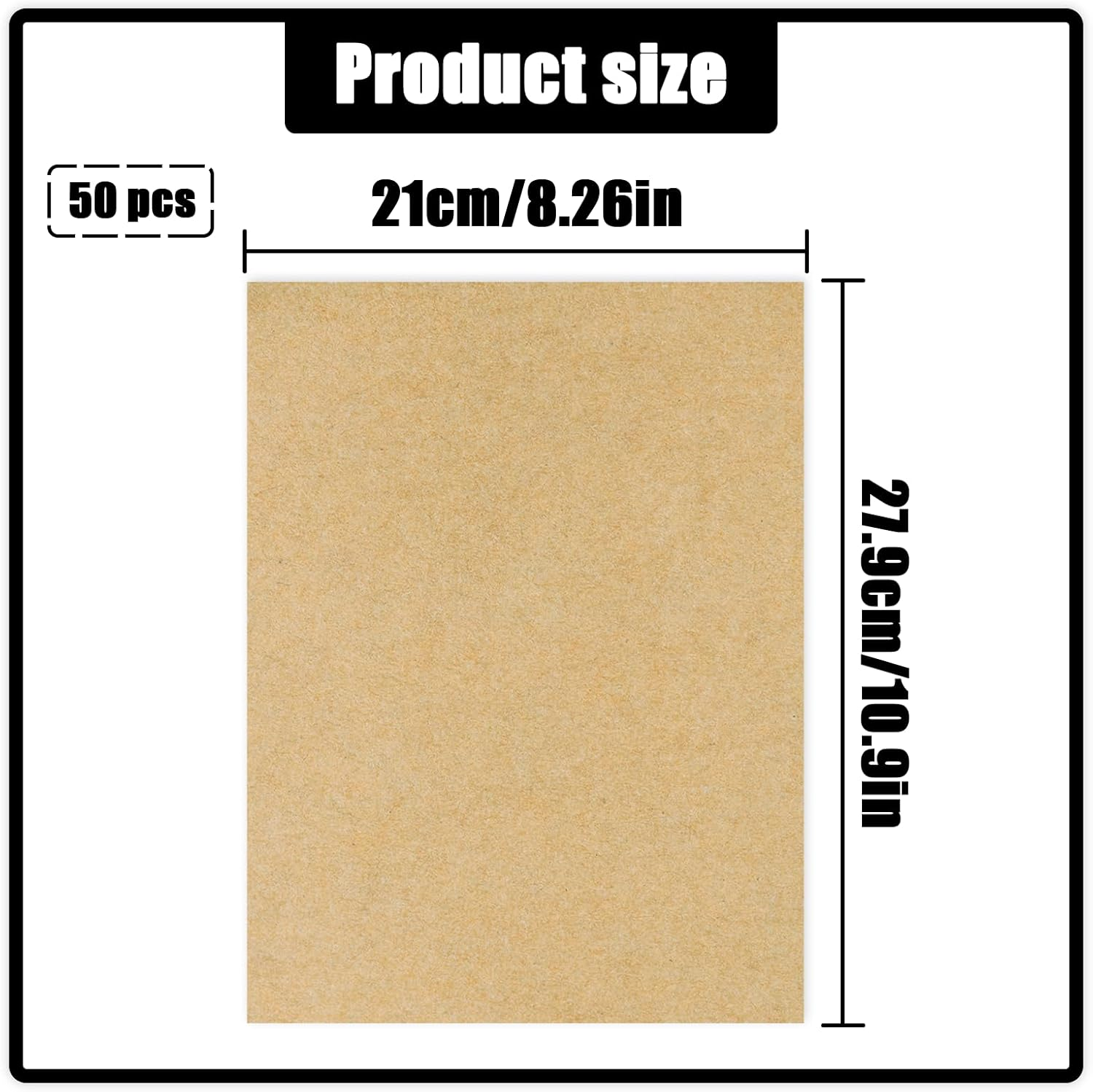 A4 Brown Kraft Paper, 50 Sheets Kraft Cardstocks for DIY Projects and Crafts (29.7 X 21Cm/11.69 X 8.26In) image number 1