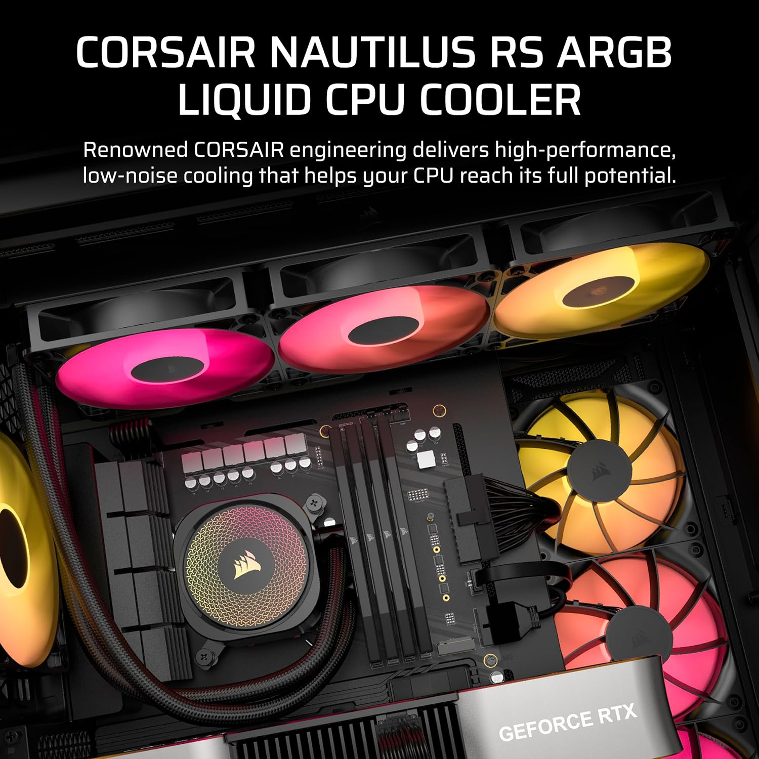 CORSAIR Nautilus 360 RS ARGB Liquid CPU Cooler &ndash; 360Mm AIO &ndash; Low-Noise &ndash; Direct Motherboard Connection &ndash; Daisy-Chain &ndash; Intel LGA 1851/1700, AMD AM5/AM4 &ndash; 3X RS120 ARGB Fans Included &ndash; Black image number 6