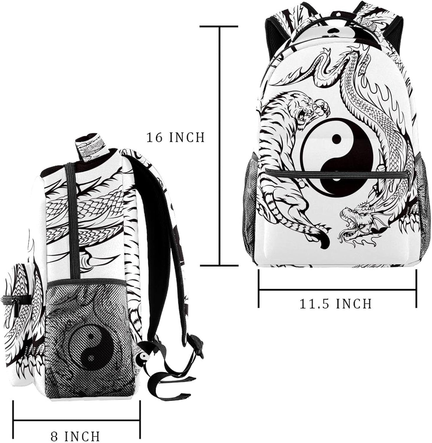 Dragon and Tiger Battle Backpack Students Shoulder Bags Travel Bag College School Tote Backpacks image number 3
