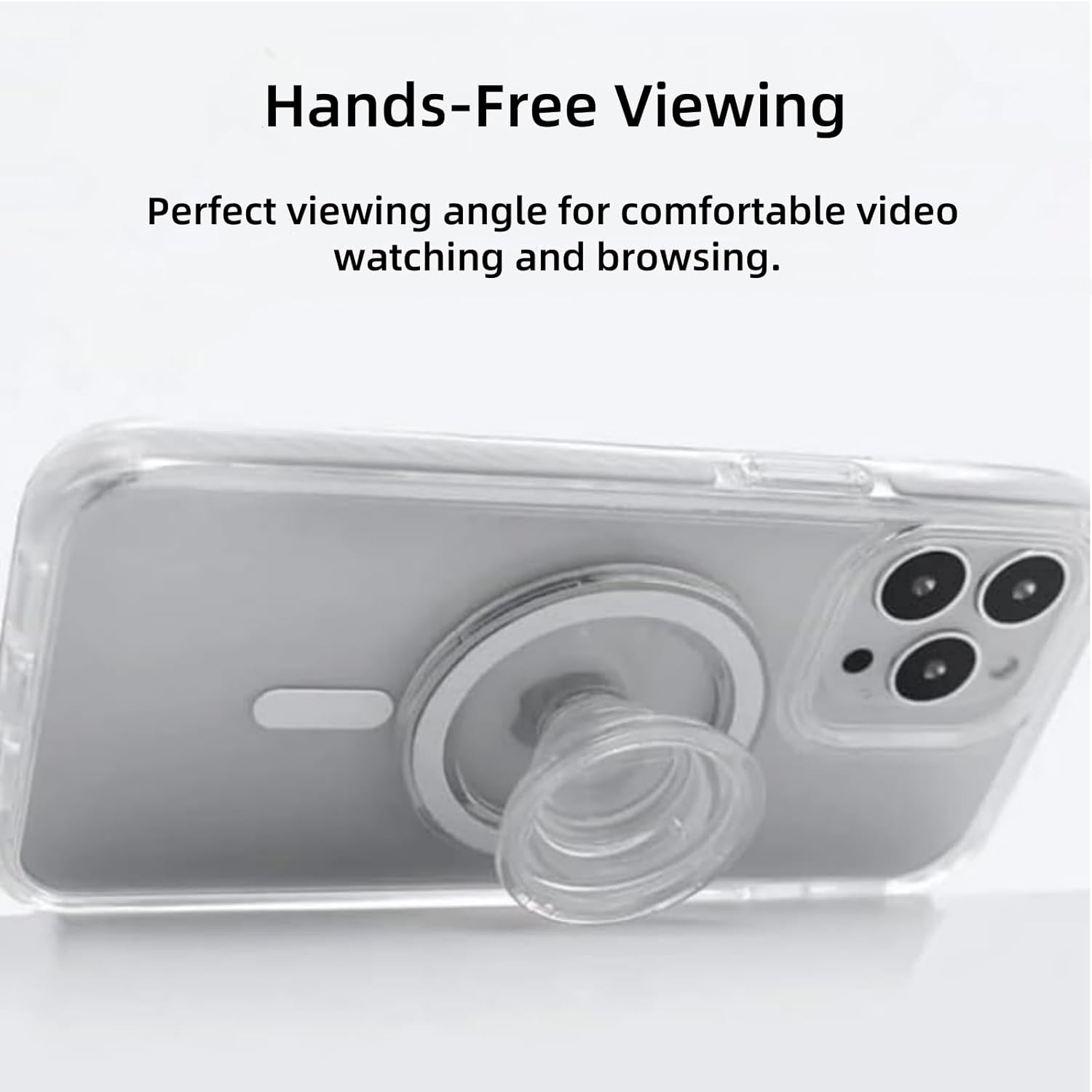 Suytvenxau Magnetic Phone Grip Ring Holder Easy Hold Free Hand Angled Adjustable Removeable Transparent Clear Compatible with All Smartphones and Cases image number 4