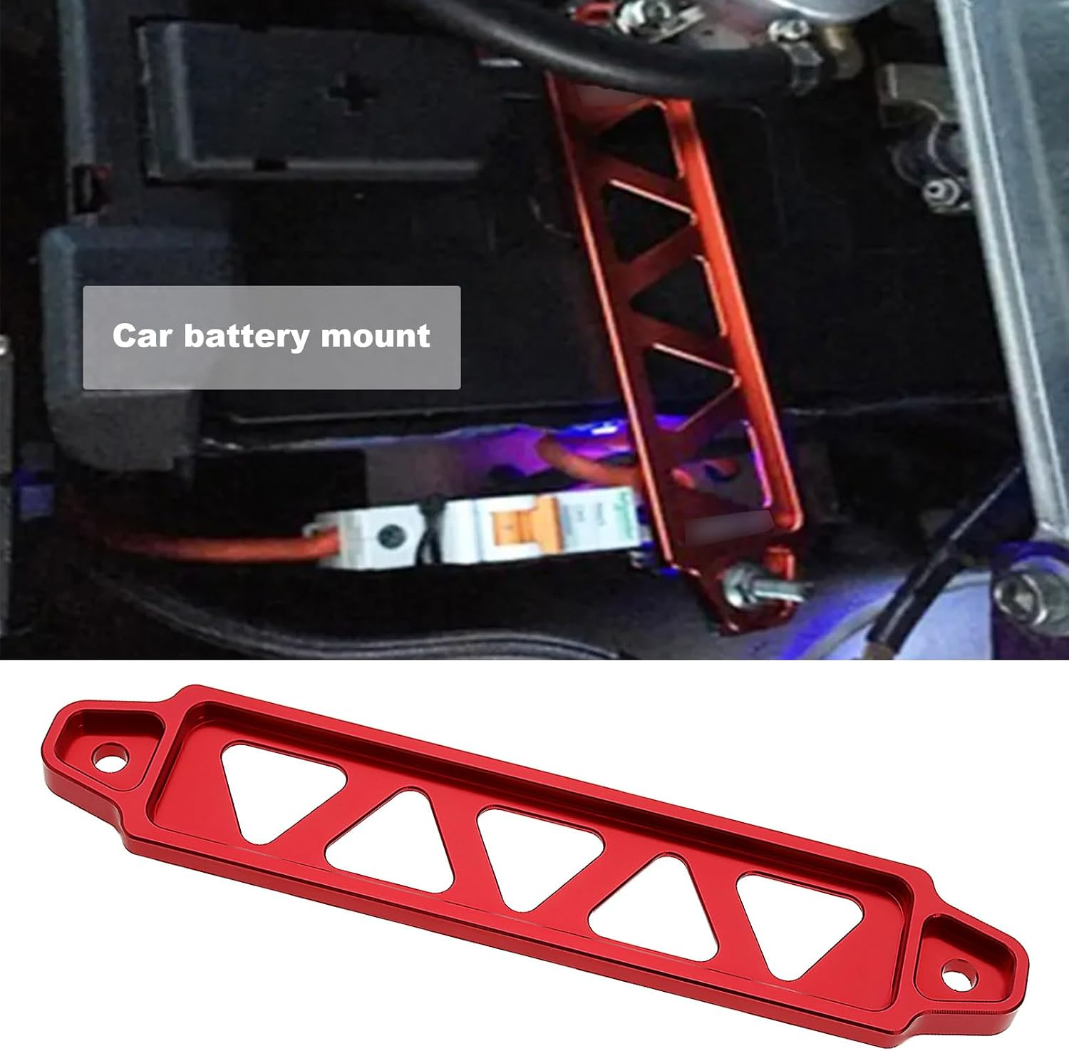 1 Set Five Holes Triangle Fixing Bracket Five Holes Triangle Stand Car Battery Holder Car Battery Retaining Bracket Automotive Battery Tie down Bracket, Red image number 2