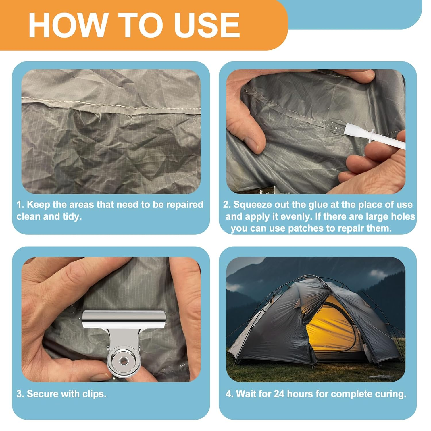 Tent Seam Sealer 120Ml, No Sew Solution Waterproof Fast Cure Seam Sealer Tent, for Tents and Outdoor Fabric, Clear