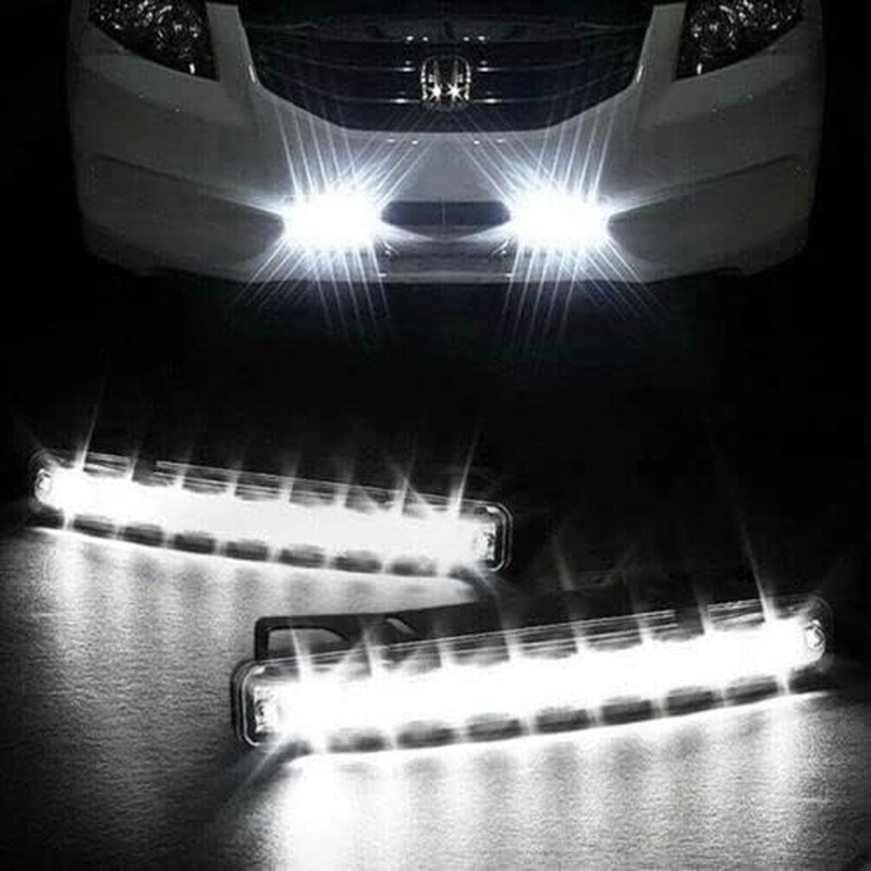 AIMALL 2PCS 8LED Running Bright DRL Head Lamp Light, 12V Daytime Driving Lights, Waterproof Car Lights with Easy Installation Kit, Super Bright LED Lights for All Weather Conditions image number 1