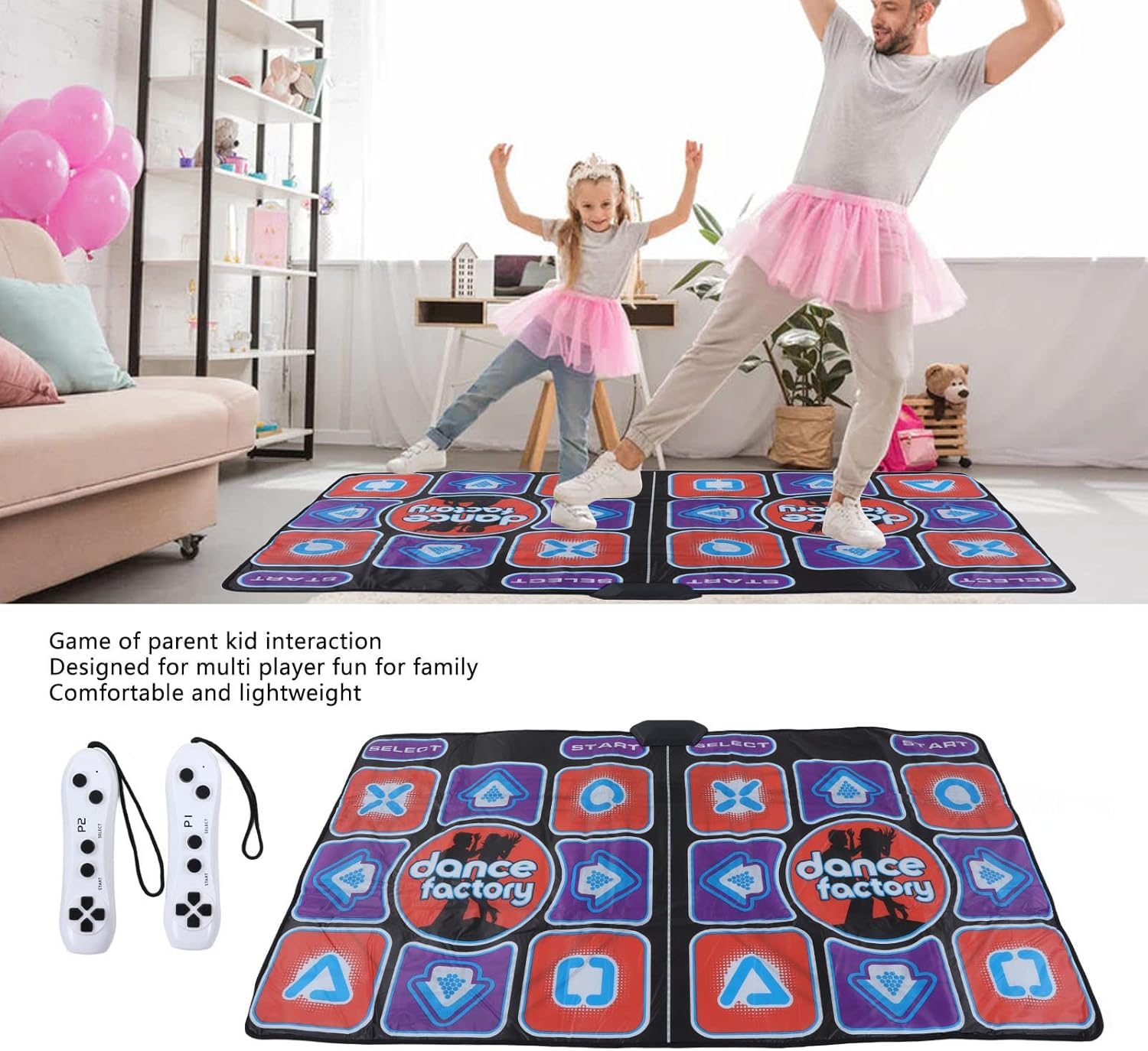 Double User Exercise Musical Dance Pad, High Sensitivity Foldable Glowing Arrows Step Pad with Different Difficulty Levels for Kids and Adults