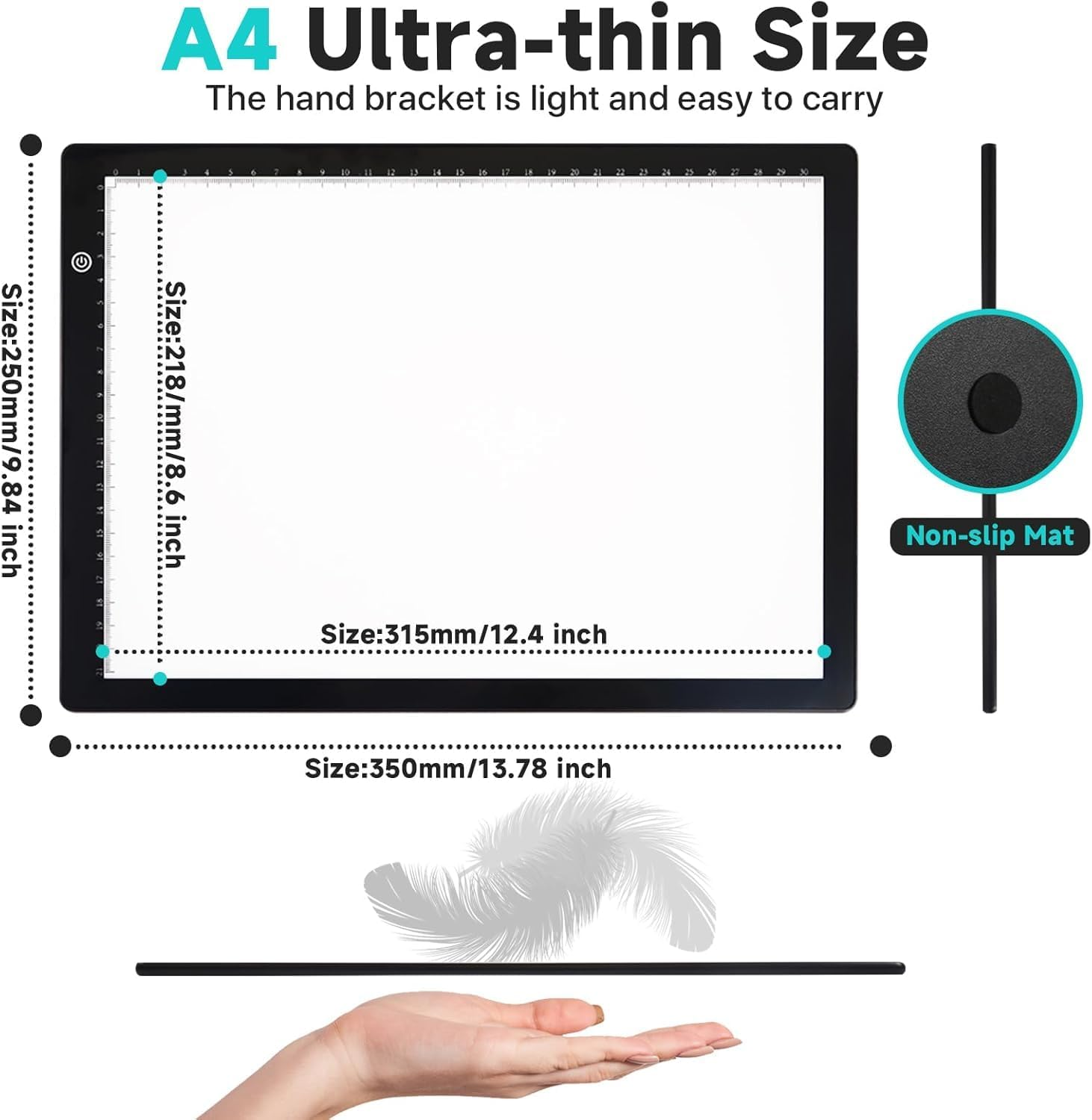 A4 Light Box Drawing Pad, Artist Tracing Light Box Copy Table, Dimmable Brightness LED Light Board Portable Cordless Copy Board for Artist Drawing, Streaming, Sketching image number 1