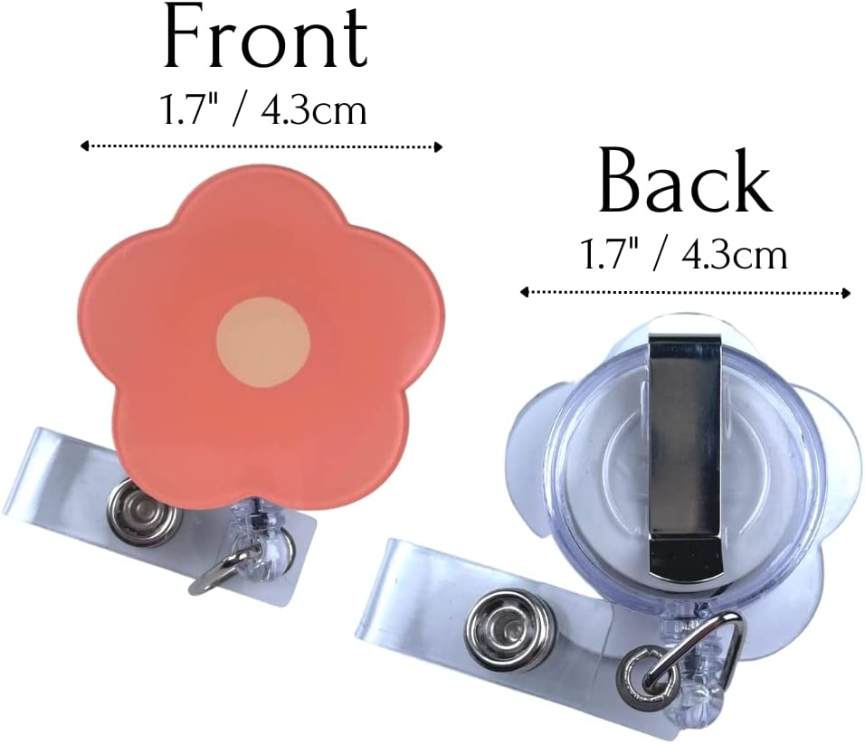 7 PC Cute Badge Reel Retractable Flower Sunflower Floral Nurse Badge Holder Clips Reels | ID Name Clip Tag for Nursing Nurses Hospital Teacher Pediatric Pharmacy Medical Lanyards Accessories image number 2