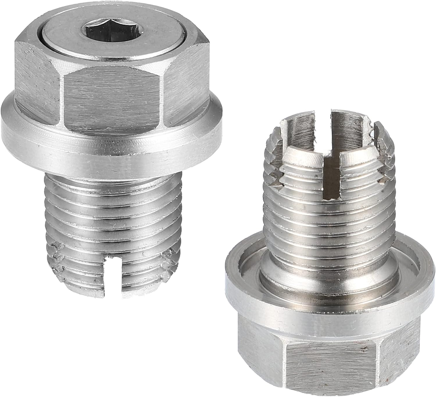 X AUTOHAUX 1 Set M14.1-1.25 X 15Mm Oversize Piggyback Oil Drain Plug Stainless Steel Self Tapping Oil Pan Thread Repair Kit for Car Motorcycle Silver Tone image number 4