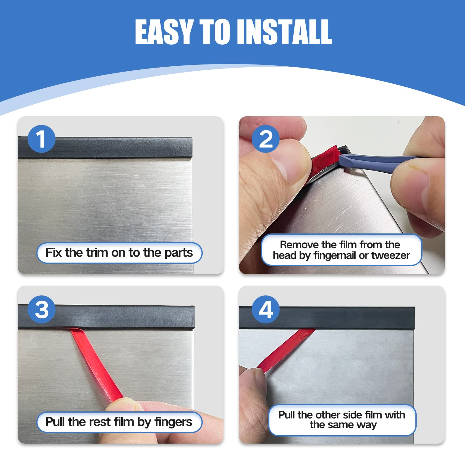 Rubber Edge Trim, Self-Adhesive Rubber Edge Trim, Edge Protector for Sheet Metal, EPDM Material, Fit 3/32"(2Mm), Length 20Ft(6.2M), Black Color, U Channel Edge Trim image number 6