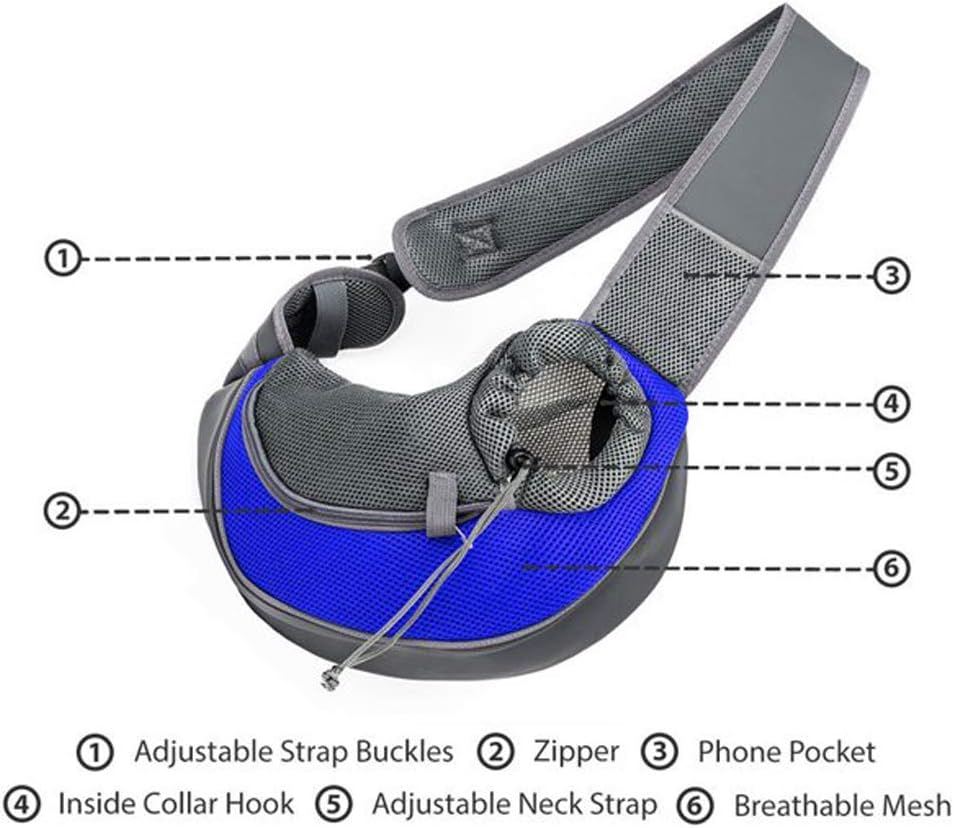 Ieasey Portable Small Dog Cat Puppy Carrier Shoulder Bag, Breathable Mesh, Blue, 45 Cm X 13 Cm X 28 Cm, 2-4.5 Kg, Modern Style, Perfect for Small Dogs & Cats, Outdoor Use