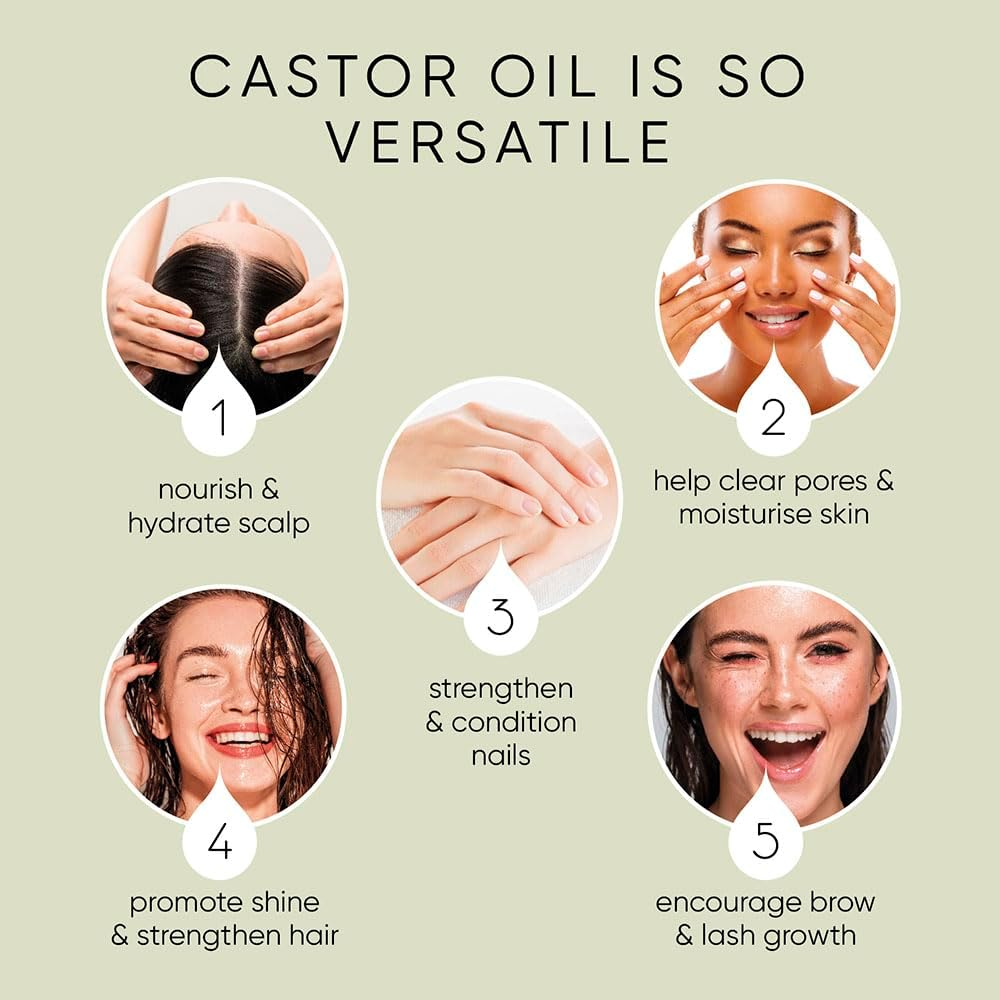 Pure World Natural Organic Castor Oil 250Ml Premium Quality Cold & Fresh Press Glass Bottle Hexane Free for Hair, Skin - Ideal for Moisturizing, Conditioning, and Eyelashes & Eyebrows- Food Grade image number 6