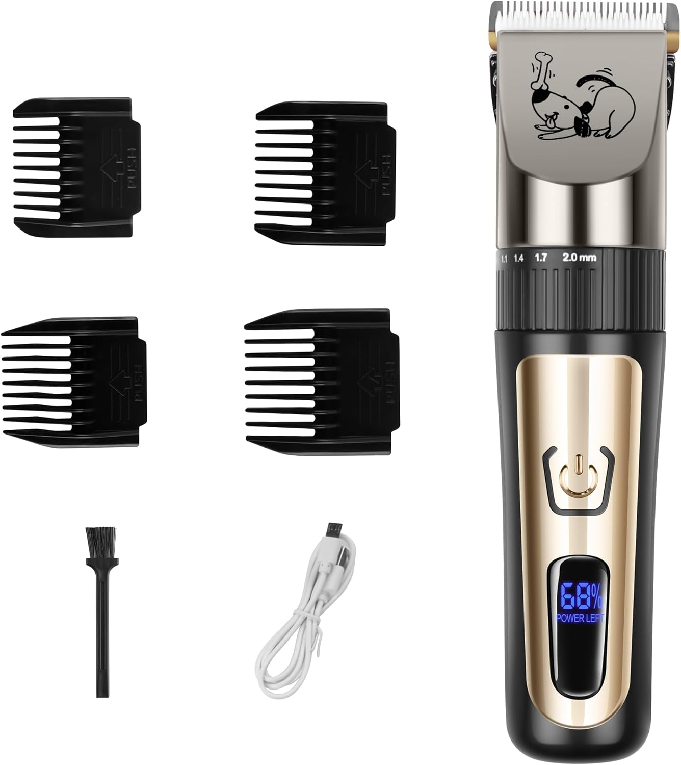 Dog Scissors, Wireless Low Noise Rechargeable Electric Dog Grooming Trimmer Kit, Adjustable Comb & Removable Blades, Suitable for Dogs & Cats image number 2
