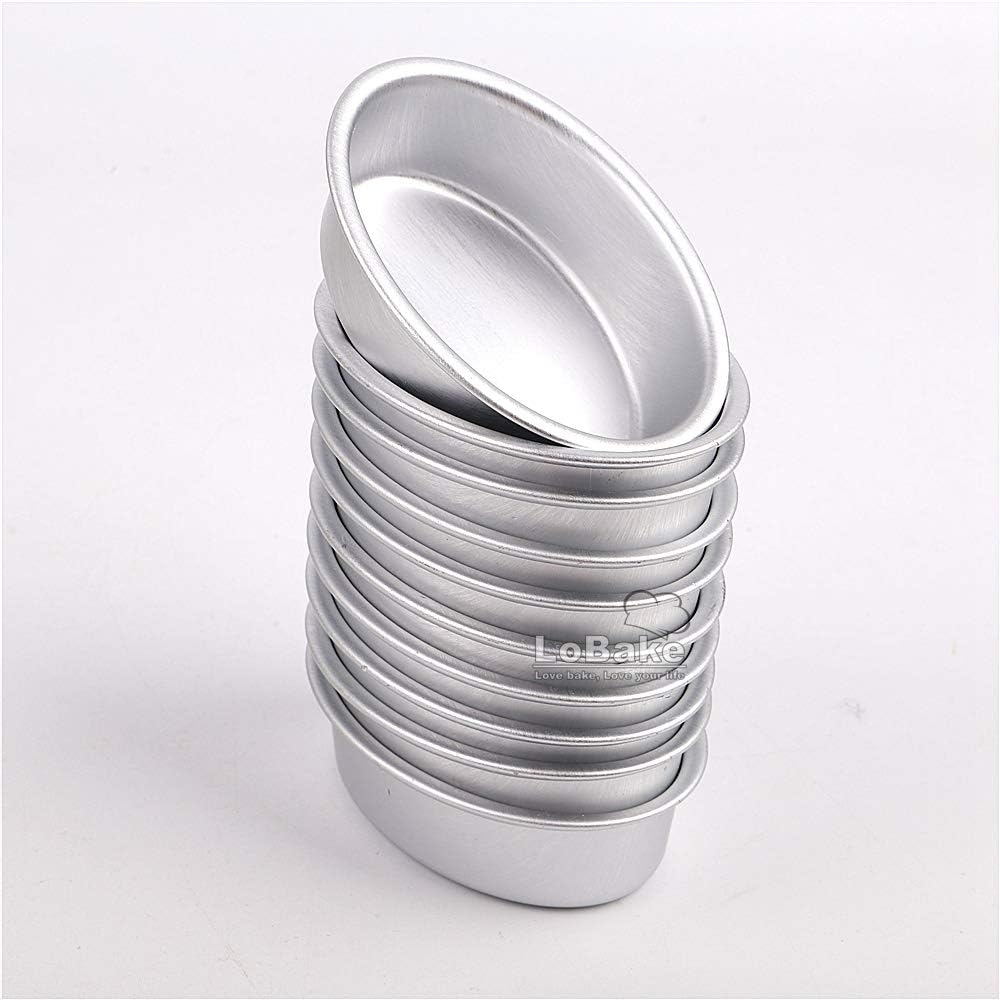 Lobake 10Pcs Mini Size Oval Egg Shape Aluminium Alloy Metal Cheese Pan Cake Mold Bread Mould Tart Holder Pudding Jelly Tin DIY Bakery D00 image number 1