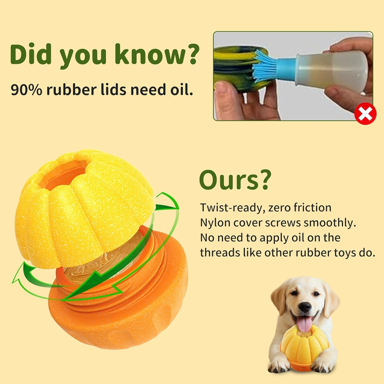 Joybruko Interactive Dog Toys for Aggressive Chewers, /No Oil Needed/Smooth Screwing Frozen Treat Freezable Dog Puzzle Treat Dispensing Toy to Keep Them Busy for Small Medium Large Breeds image number 2