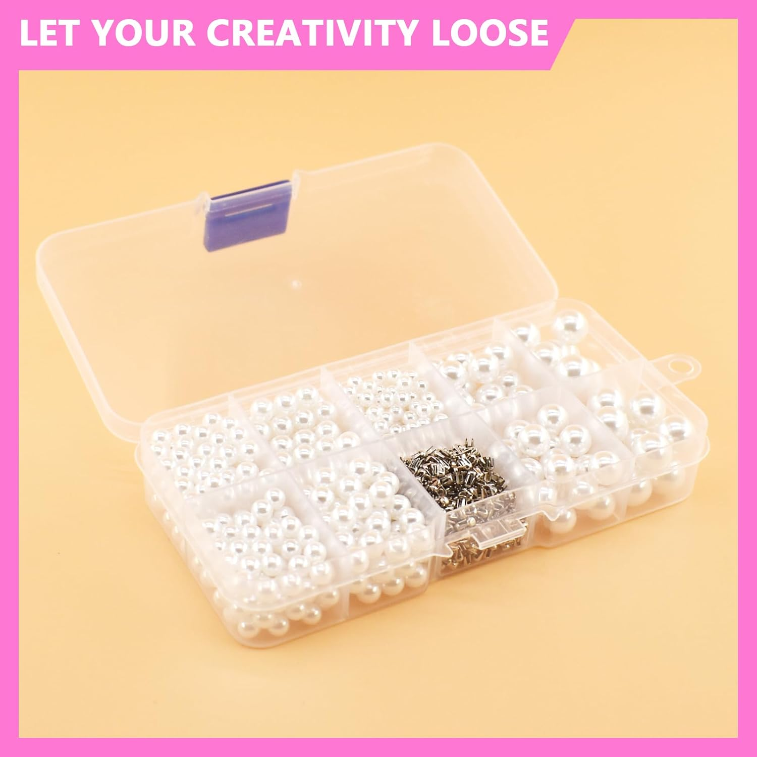 Pearl Setting Machine Accessories Pearl Beads with Rivet Studs Set, Replenishment White Polished ABS Undrilled Art No Hole Imitation round Pearl Beads, 5 Sizes (White) image number 1