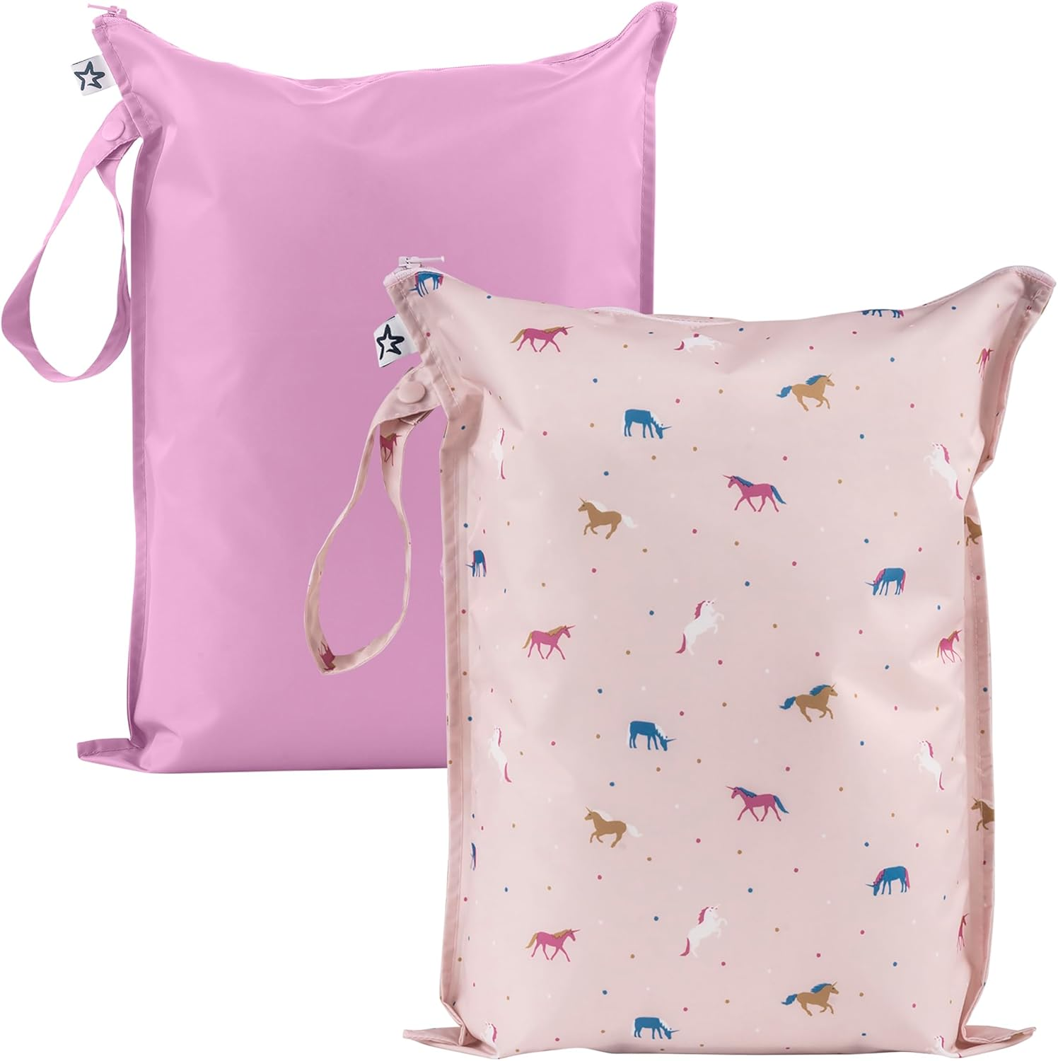 Tiny Twinkle Mess-Proof Wet Bags 2 Pack Waterproof and Washable Bag for Travel Storage, Stroller, Daycare, Baby Diapers, Yoga, Beach, Pool, Wet Toddler Swimsuits (Black, Green Checkers) image number 4