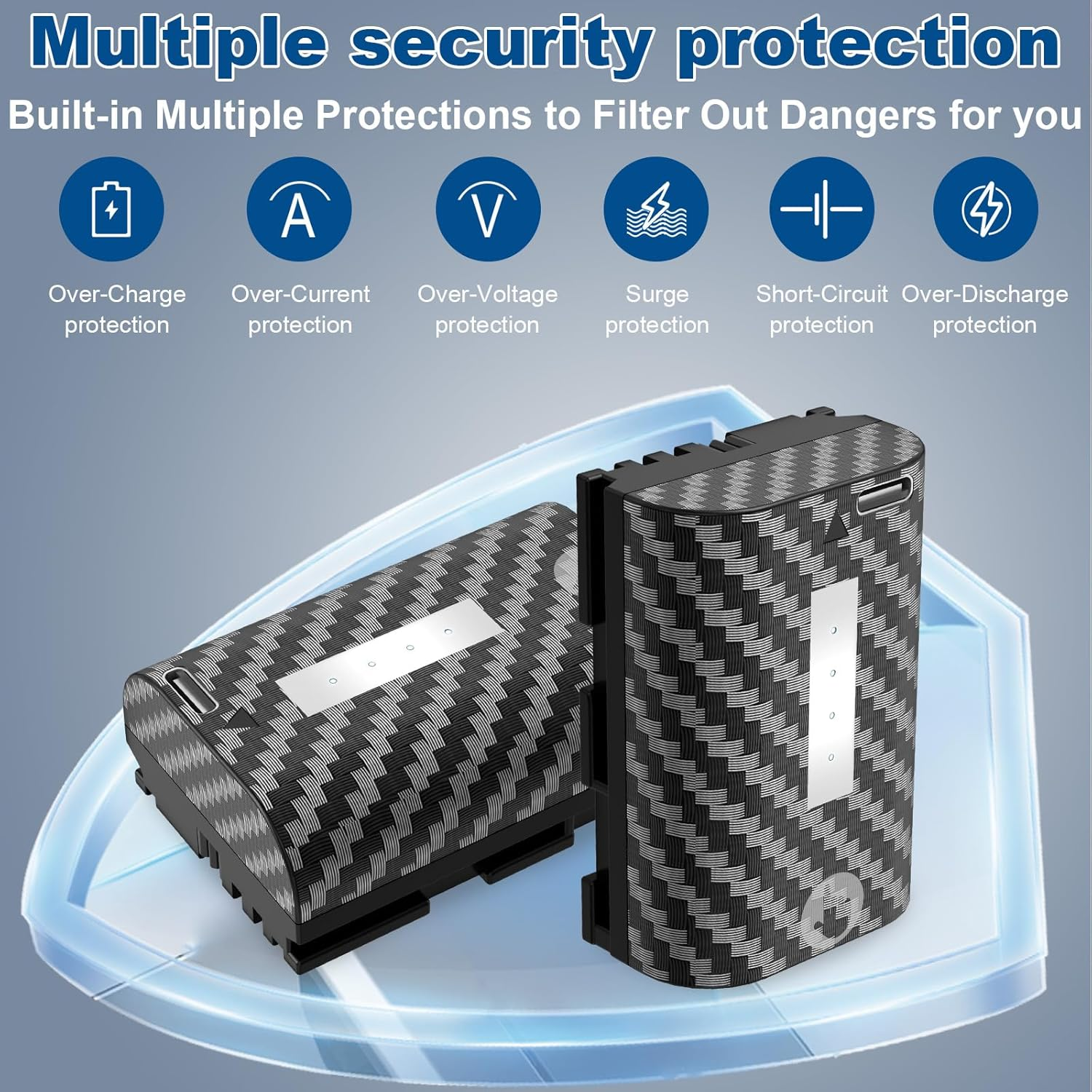 Artman 2750Mah LP-E6P Battery 2-Pack with Type-C Fast Charging for Canon EOS R R5 R5 II R6 R6 II R7 5D II III IV 5DS R 6D 6D II 7D 7D II 60D 60Da 70D 80D 90D Cameras (Black) image number 5