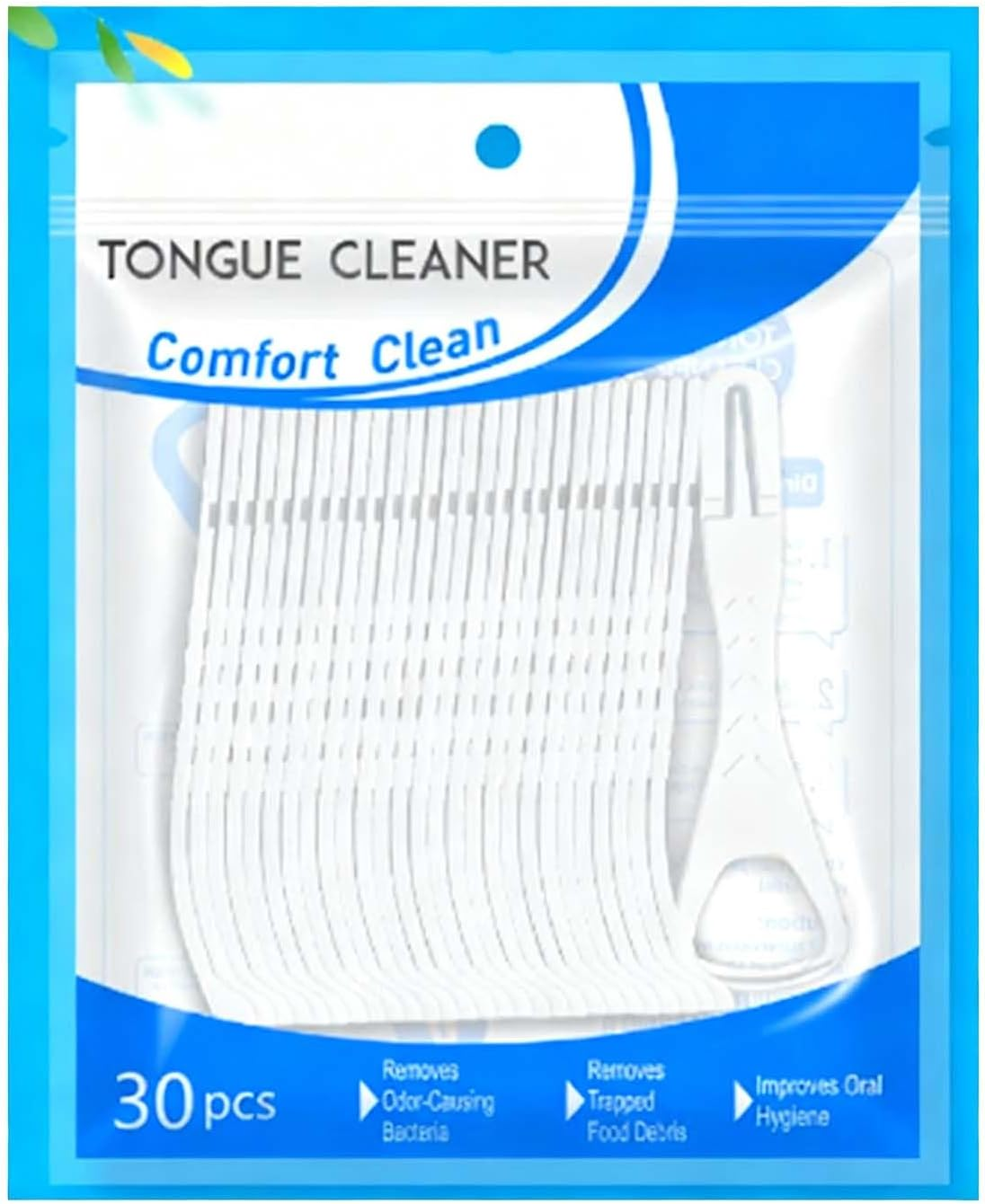 Tongue Scraper，Disposable Tongue Cleaner 30 Pack, Bpa-Free Tongue Scraper & Brush with Toothpick, Portable White Tongue Cleaners for Adults, On-The-Go Oral Hygiene image number 2