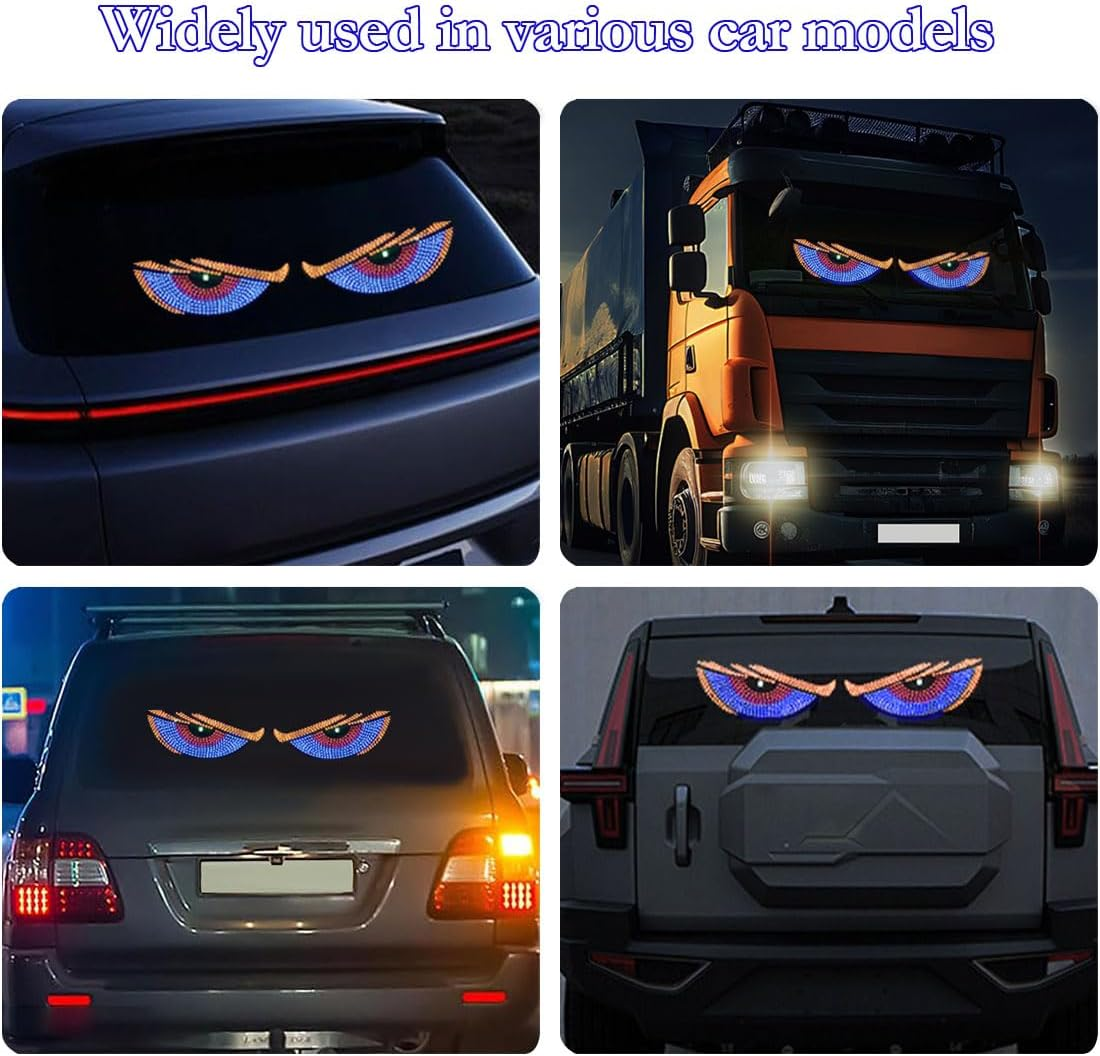 Devil Eyes Light for Cars,Led Eyes for Car,4.7In X 11.8In,Windshield Eyes Animated Led,Dynamic Personalized Big Eye Lights for Car Windshield