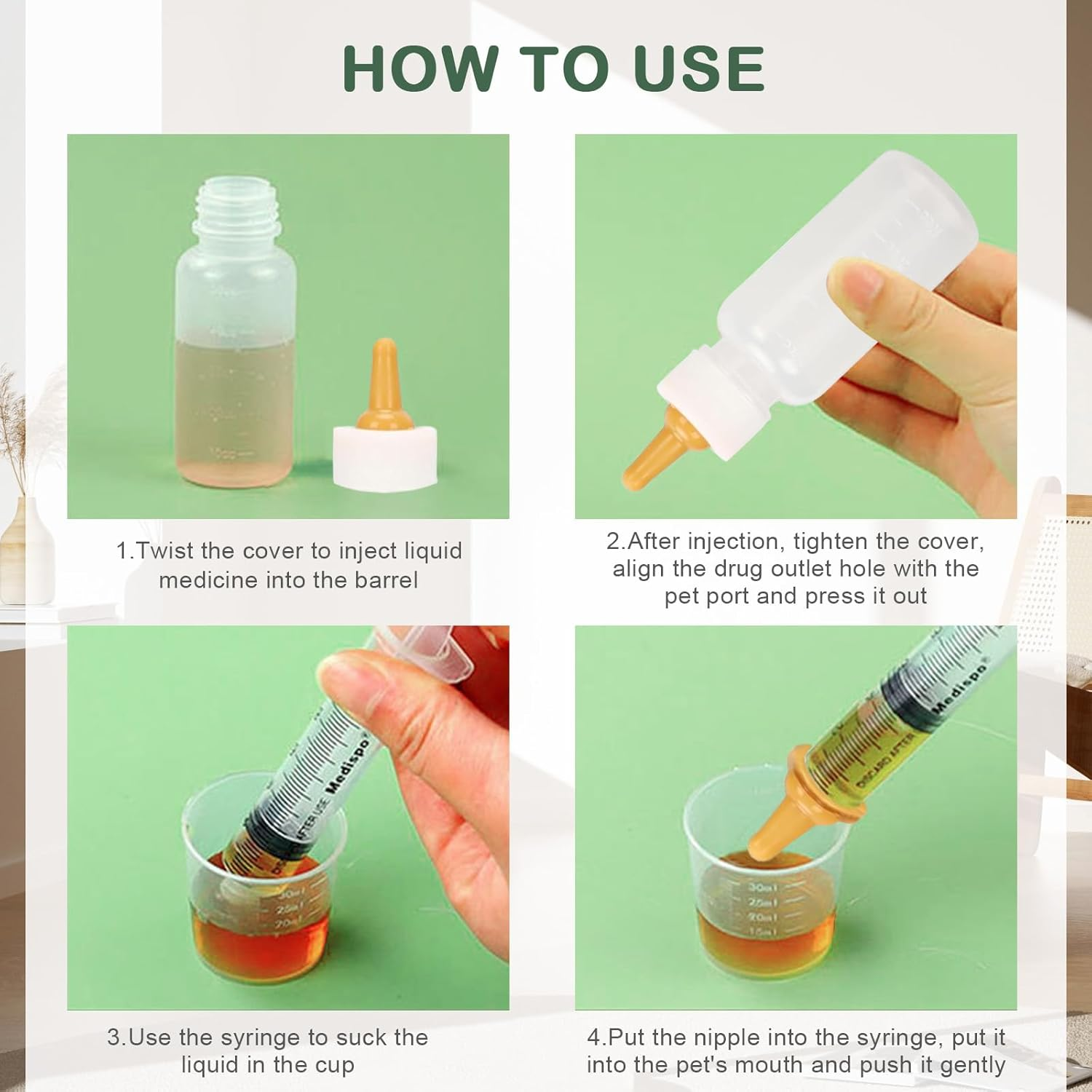 10Pcs Pet Nursing Bottle Set with Case, Including Feeding Bottle and Syringe with Nipples, Newborn Pet Feeding Nipple Set with 4 Pacifiers for Kittens, Rabbits, Puppies and Other Small Animals - B Kit image number 5