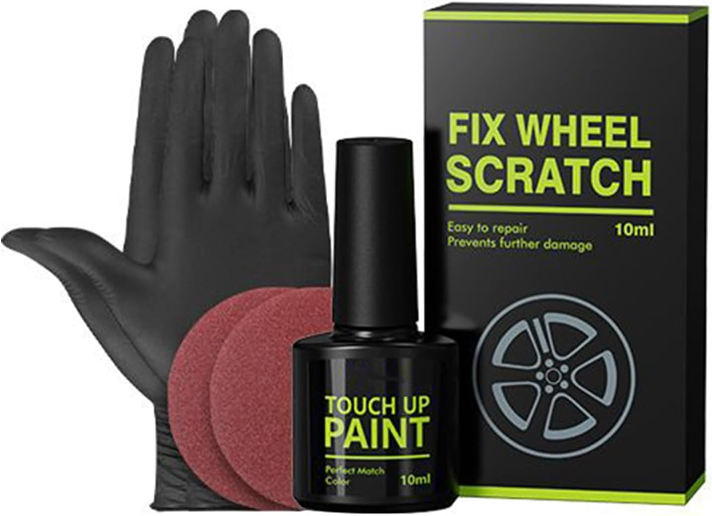 Rim Scratch Repair Kit - 10Ml Auto Detailing Supplies with Gloves Sponge - Wheel Repair Kit - for Automotive Vehicle Tire Curb Rash Alloy Metal Trim Hub Maintenance Detailing