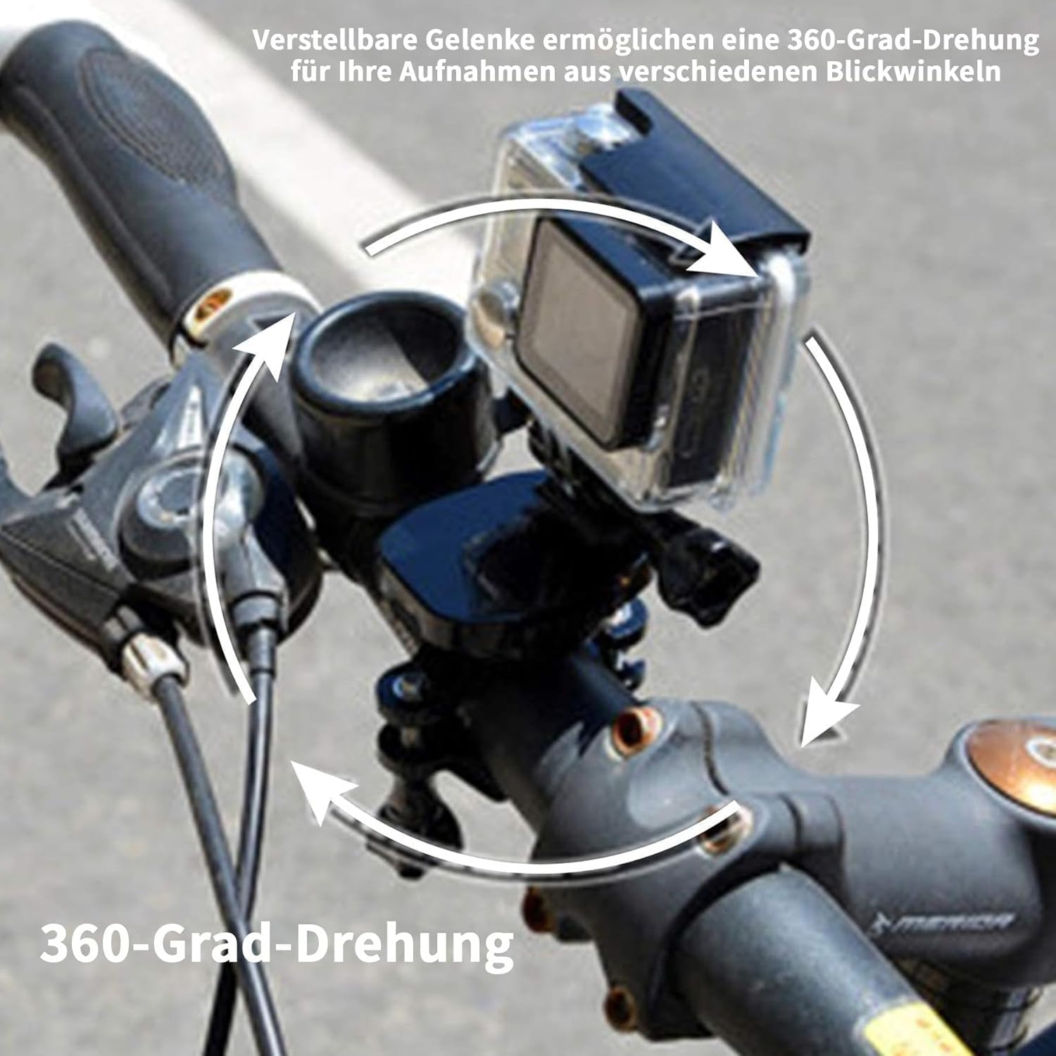 Alriedy Bicycle Mount for Gopro Hero, Action Cameras and Accessories, 360&deg; Rotatable Motorcycle Handlebar Mount, for Gopro and Other Action Cameras
