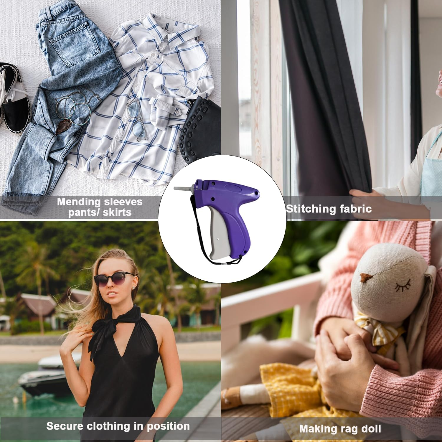 Mini Stitch Hemming Gun for Clothes - Quick Clothing Fixer with 5 Needles & 4000 Micro Fasteners (2000 Black & 2000 White) - Handheld Sewing Tool for Instant Fabric Repair image number 3