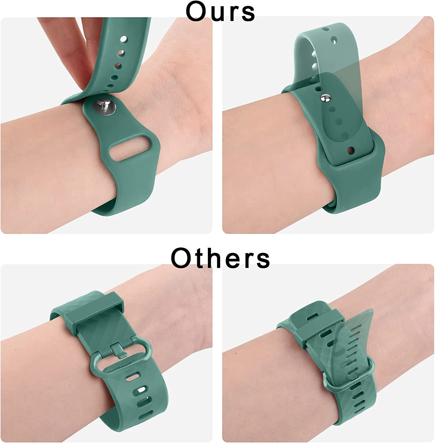 WAESRY [4 Pack] Silicone Bands for Fitbit Versa 3 Bands, Sense Band, Soft Adjustable Sport Replacement Wristbands Women/Men / Sense, Black + Navy Light Green Burgundy