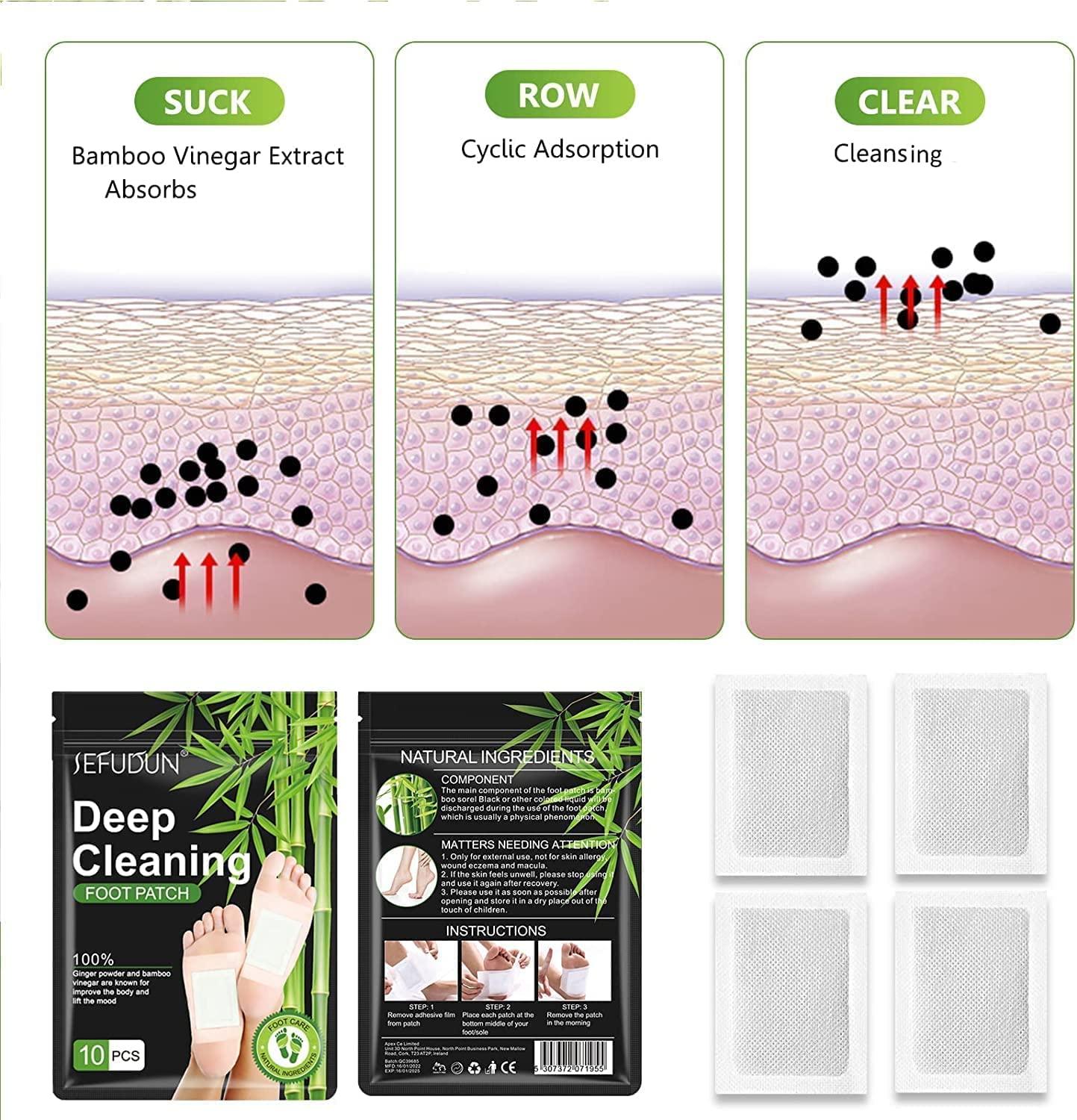 10Pcs Deep Cleansing Foot Patches,Detox Foot Patches with Natural Bamboo Vinegar, Improve Sleep Quality Enhance Blood Circulation, Remove Body Toxins (10Pcs/Pack) image number 6