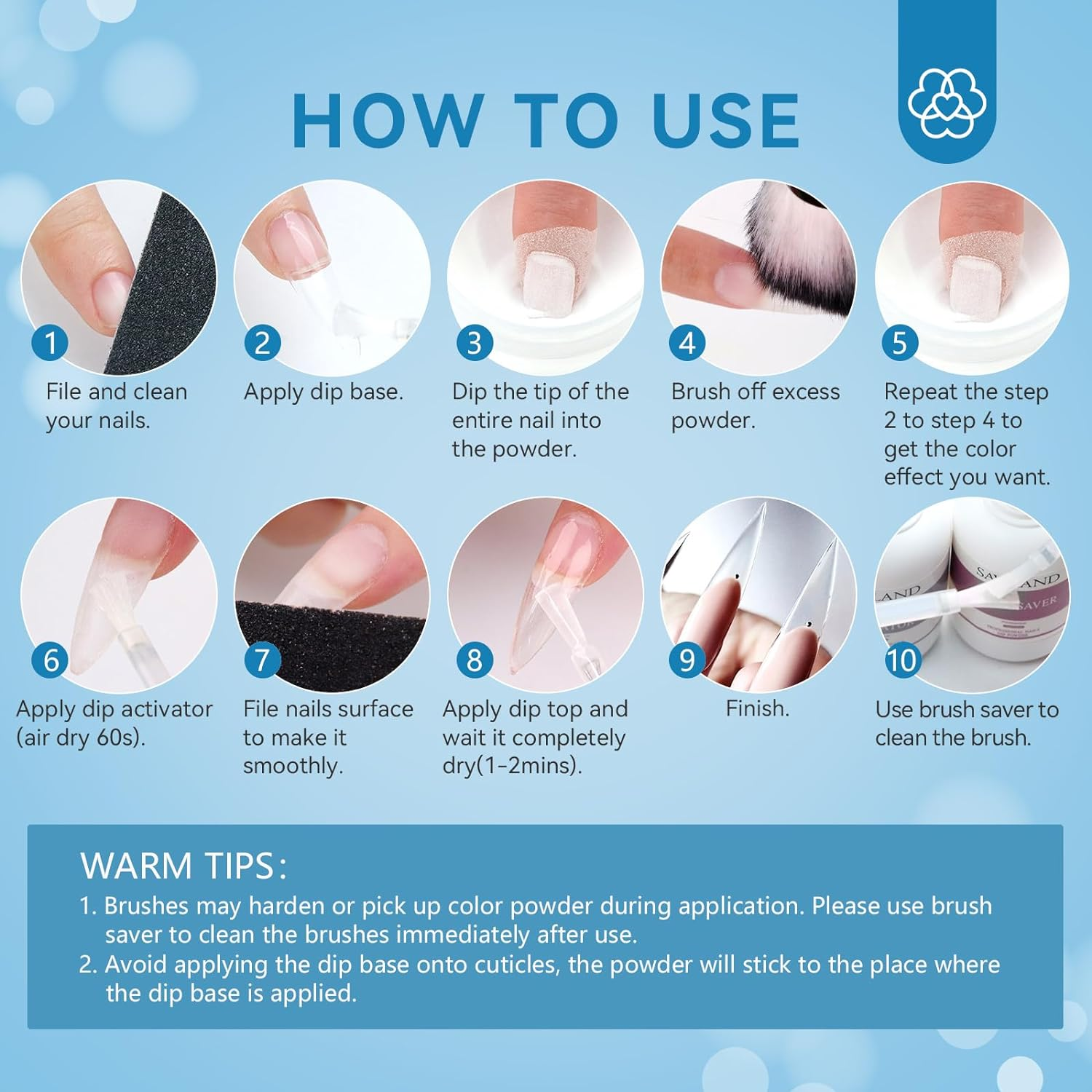 Saviland Clear Dip Powder - 2.1Oz Nail Dip Powder Dipping Powder for French Nail Art Starter Manicure, Strengthen Nail, Easy for Nail Beginners to Use No Nail Lamp Needed, Gifts for Women image number 4