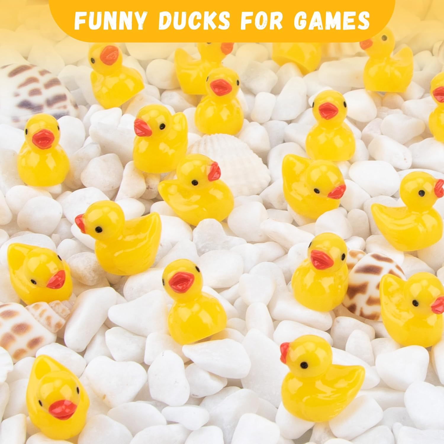 YUNAI Mini Resin Ducks 100 Pcs, Yellow Tiny Ducks with Jelly Glue, Mini Figurines in Bulk for Activity Little Ducks to Hide Prank Game Miniature Dollhouse Aquarium Potted Decorations DIY Craft Toys image number 5