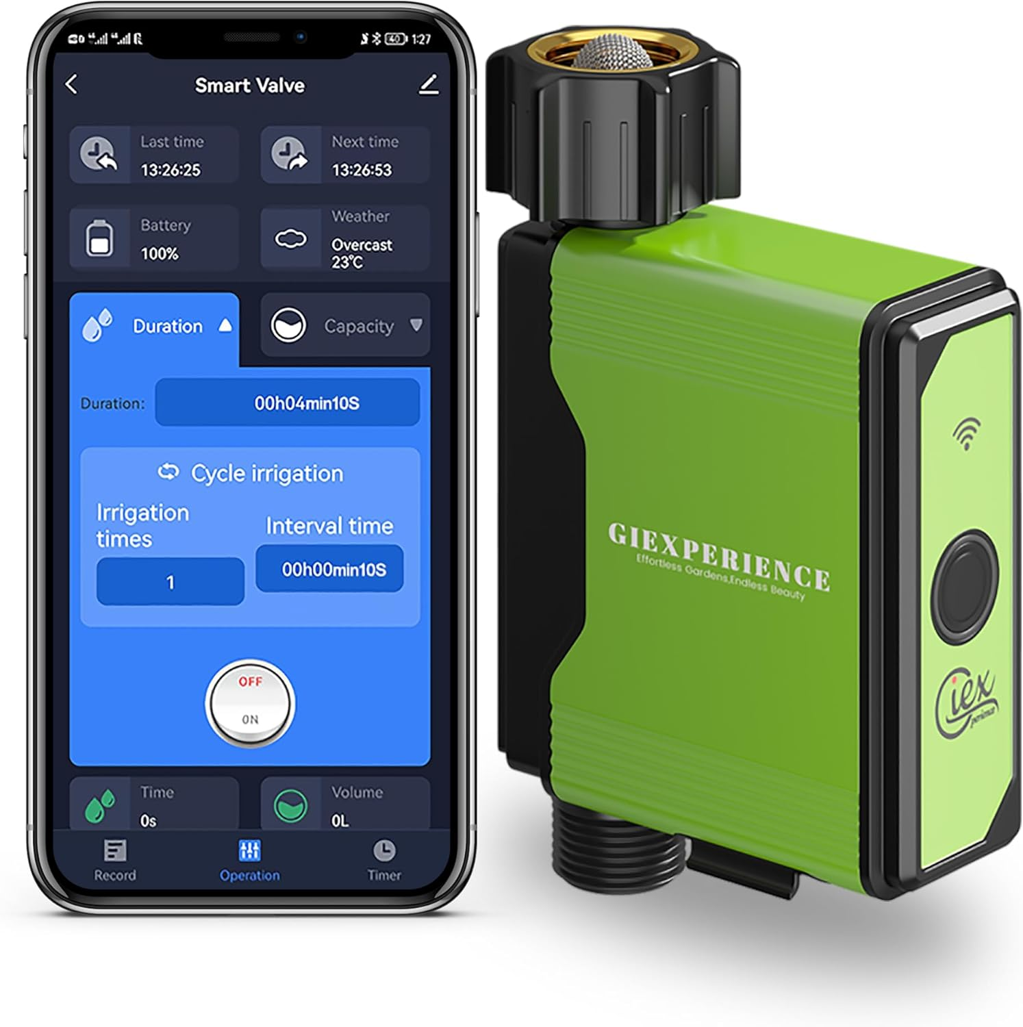 Bluetooth Smart Garden Watering Timer with Integrated Turbine Water Meter, up to 10 Programmable Schedules Compatible with Tuya Smart and Smart Life App