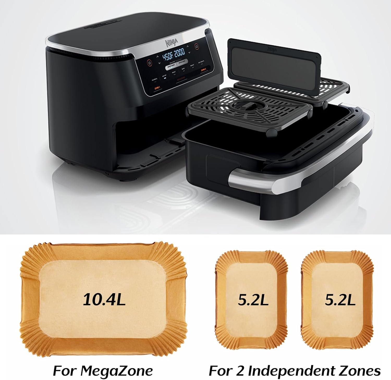 Marakruki 180Pcs Air Fryer Liners for Ninja AF500 XXXL Air Fryer, 10.4L Ninja Flexdrawer Paper Liners,120 Pcs Liners for Dual 5.2L Baskets +60 Pcs Liner for 10.4L Megazone Basket image number 5