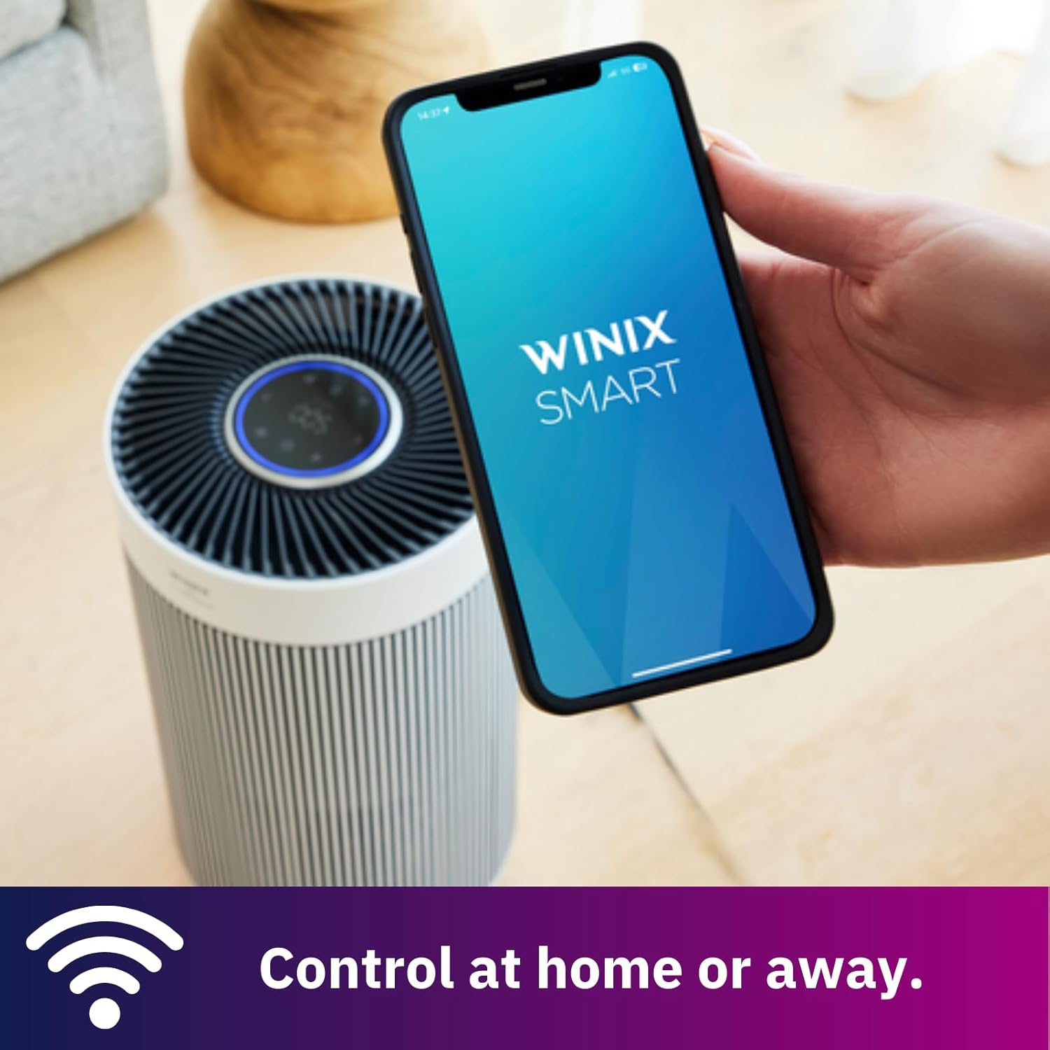 Winix Zero+ 360 5-Stage Air Purifier with Pet Filter, Suitable for Areas up to 100M2, Wi-Fi and Smart Home Connectivity, White - Silver image number 2