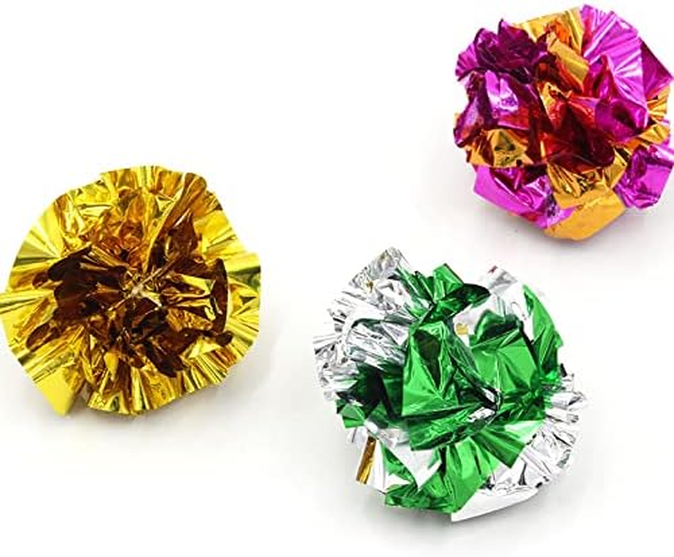 ISMARTEN Crinkle Balls Cat Toys for Indoor Cats, Lightweight Shiny Crinkle Paper Ball for Kitten (Random Color) (2.36 In) image number 1